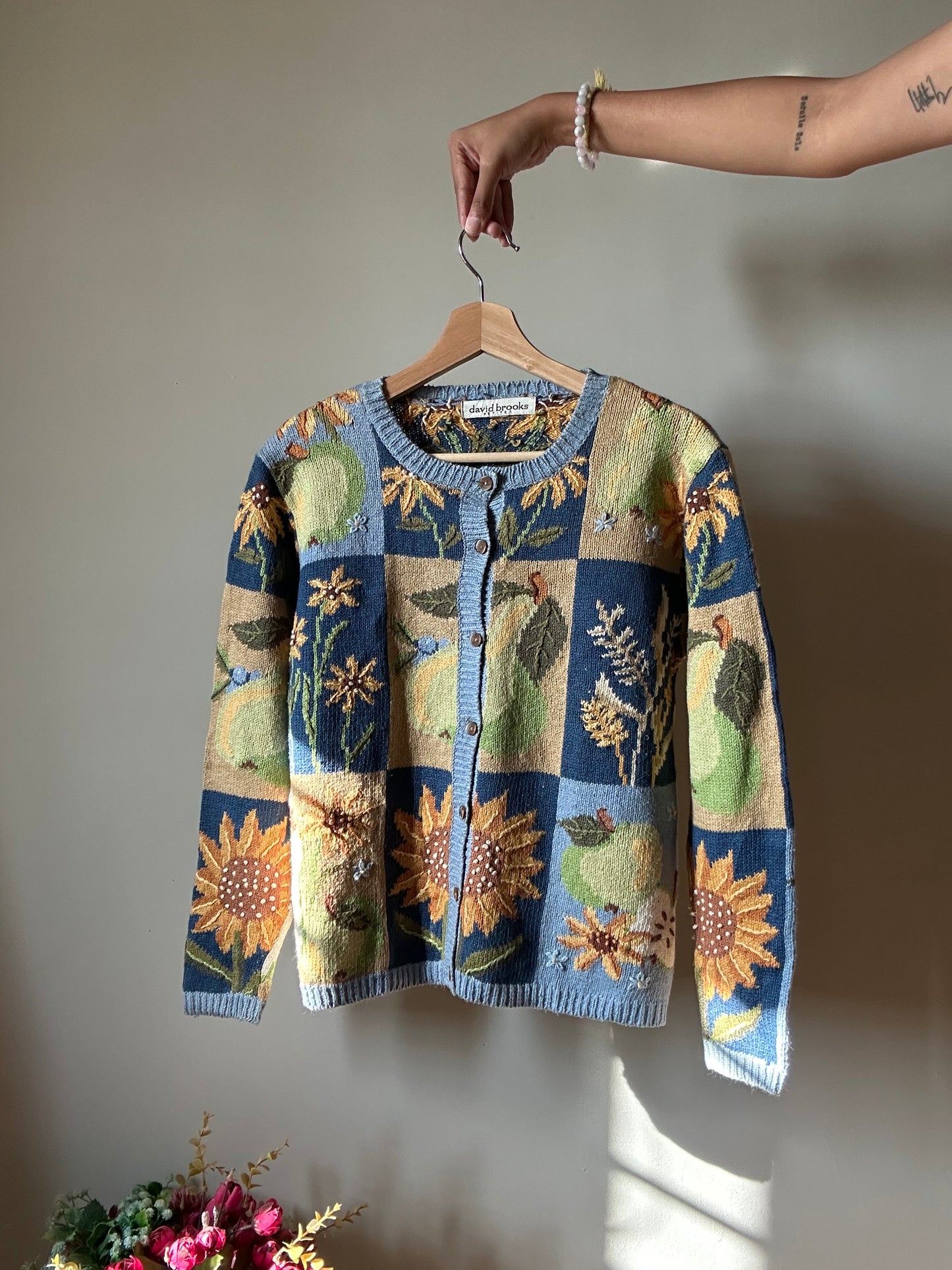 David Brooks Vintage Embroidered Cardigan