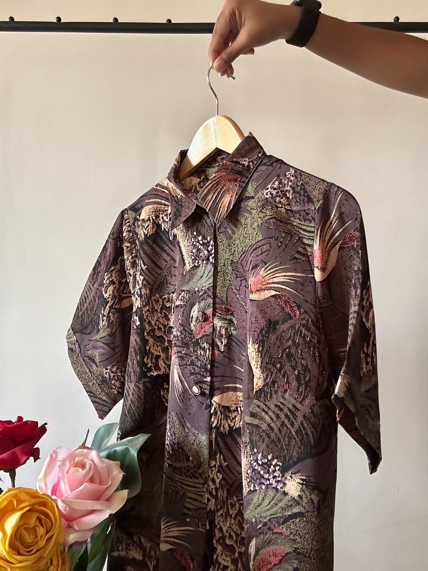 Vintage Jungle Abstract Print Shirt