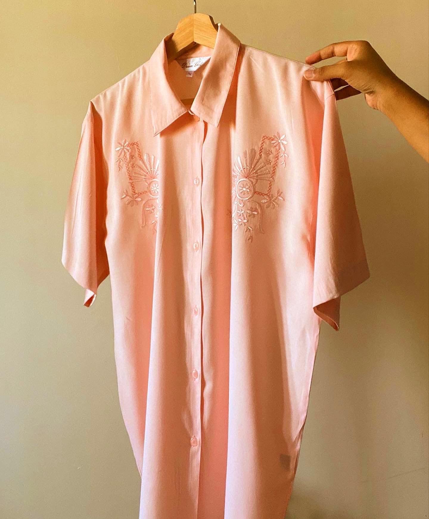 Vintage Blush Embroidered Shirt