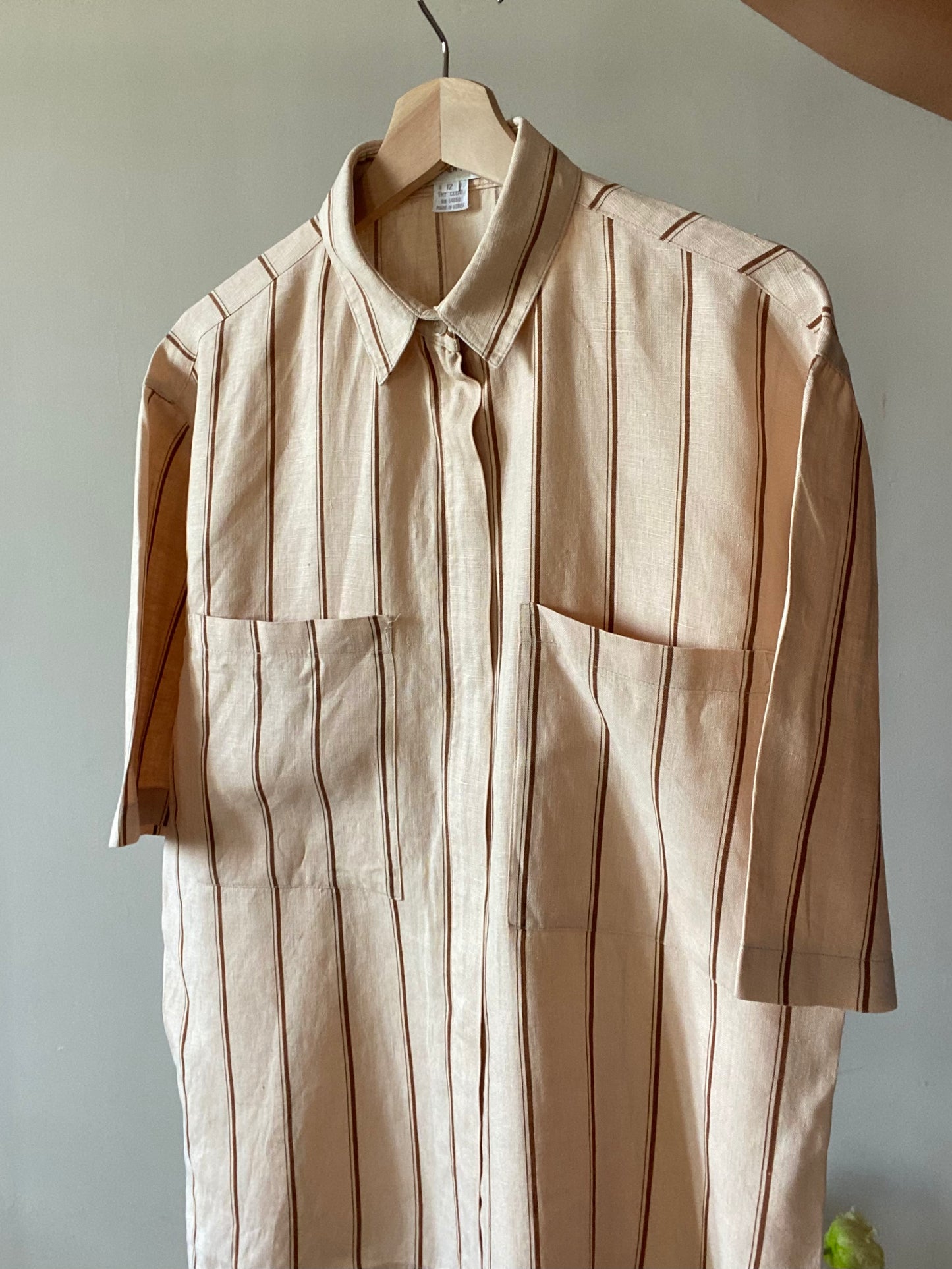 Vintage Linen Minimalist Strip Shirt