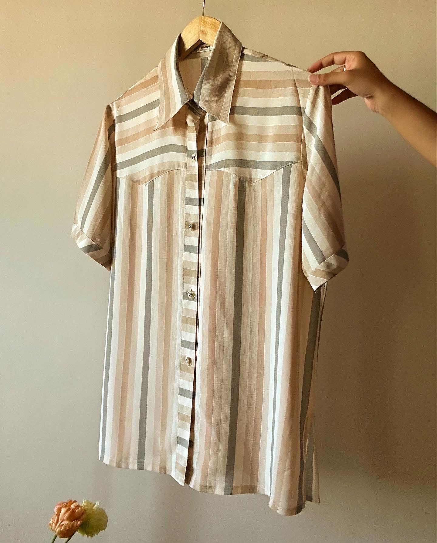 Neutral Striped Print Vintage Shirt