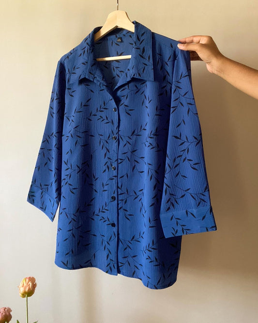 Vintage Leaf Print Layered Shirt