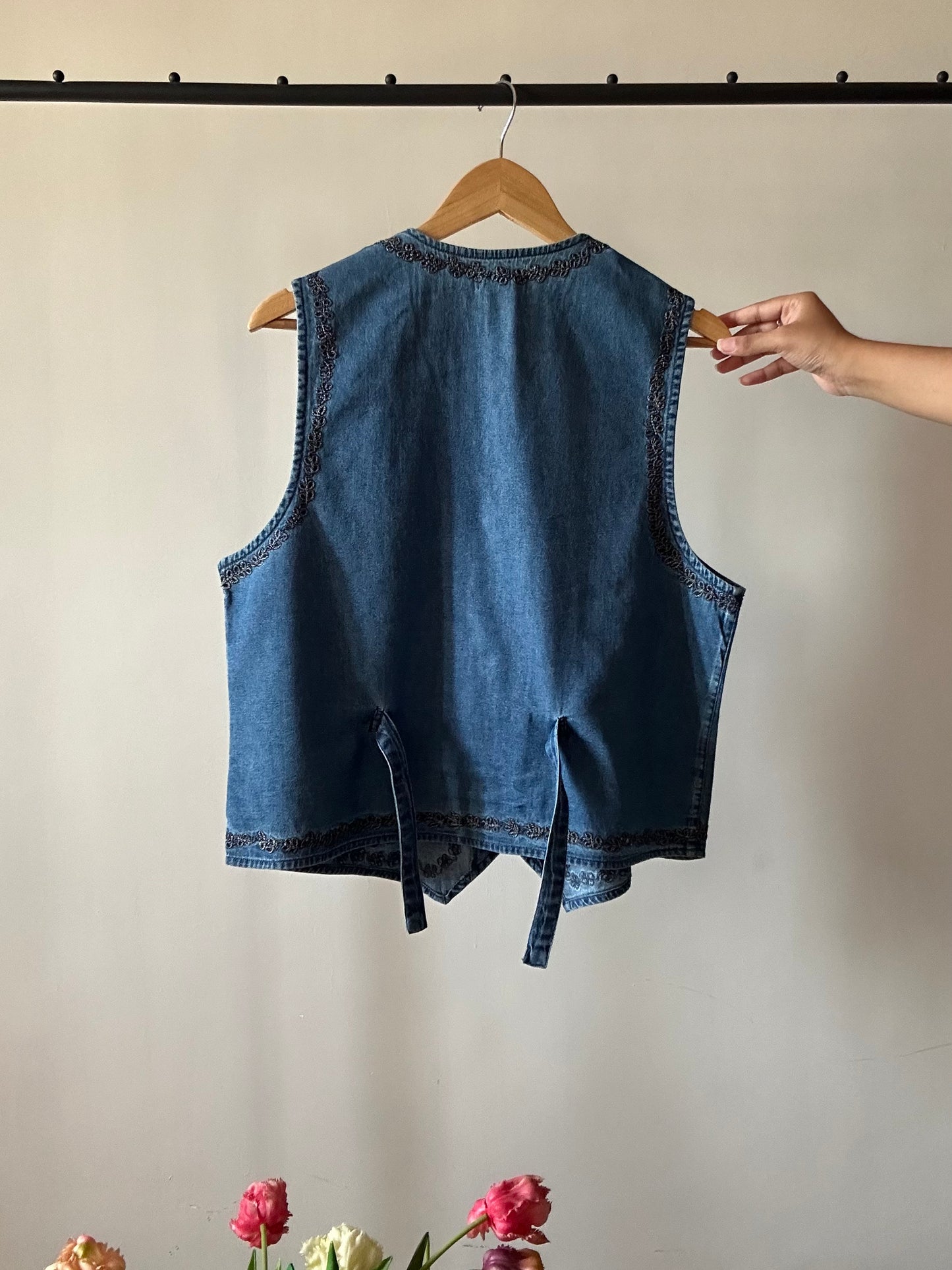 Vintage Van Heusen Embroidered Denim Vest