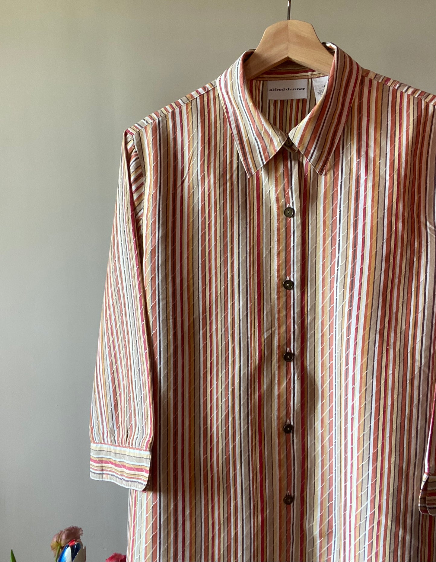 Vintage Alfred Dunner Striped Shirt With Thread Embroidery