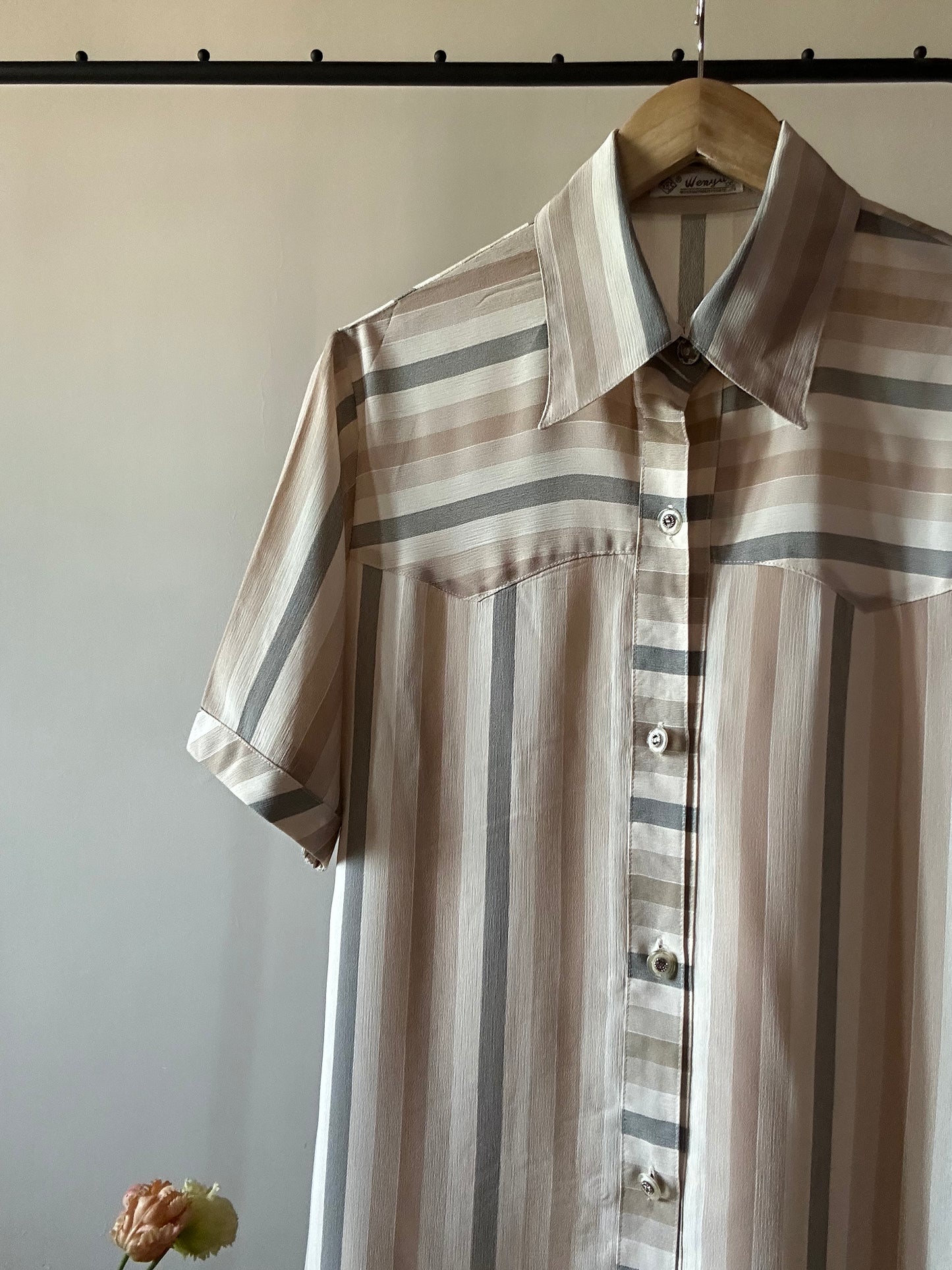 Neutral Striped Print Vintage Shirt