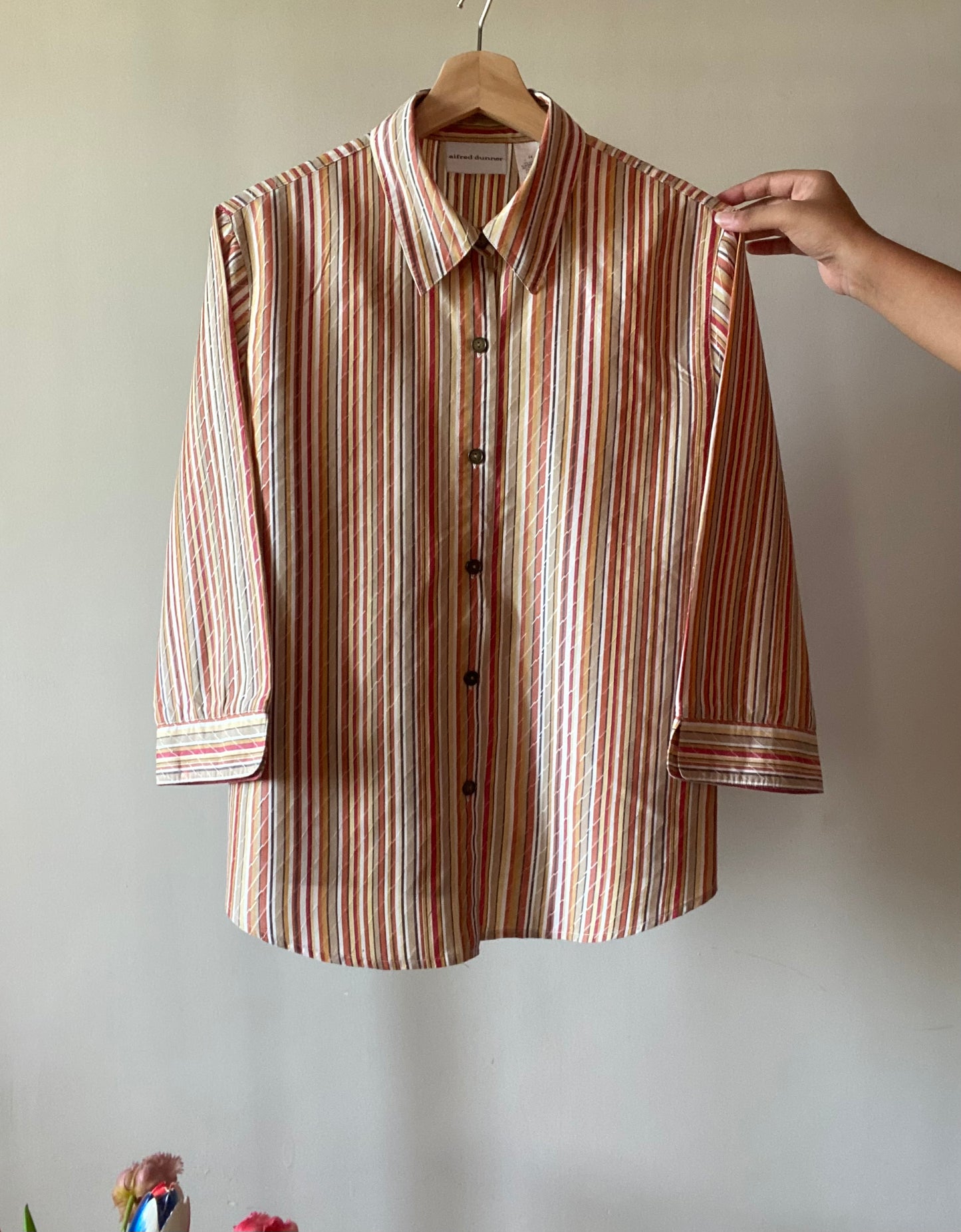 Vintage Alfred Dunner Striped Shirt With Thread Embroidery