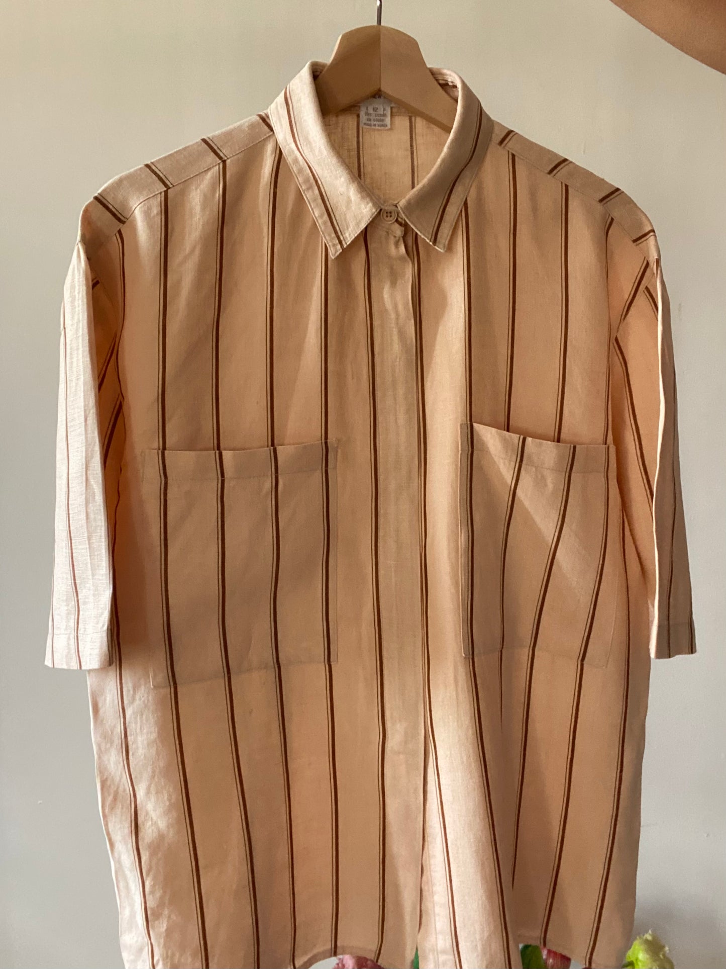 Vintage Linen Minimalist Strip Shirt