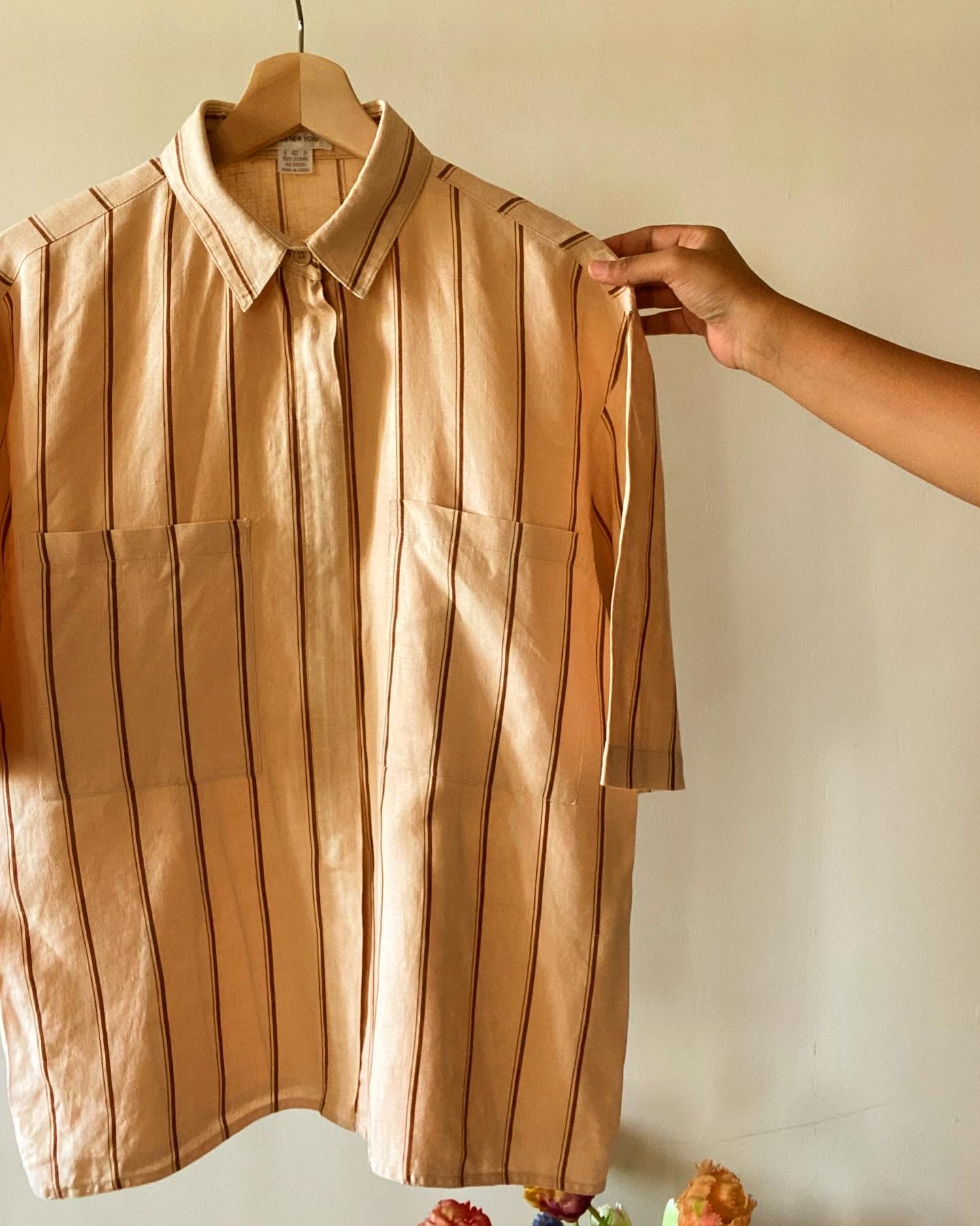 Vintage Linen Minimalist Strip Shirt