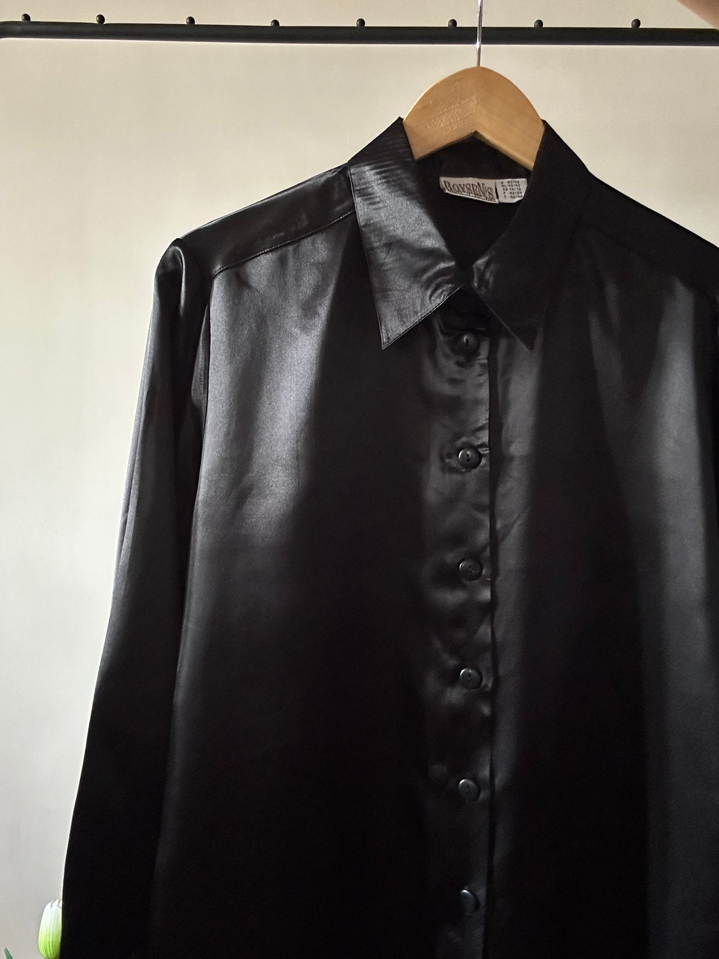 Plain Black Vintage Satin Shirt