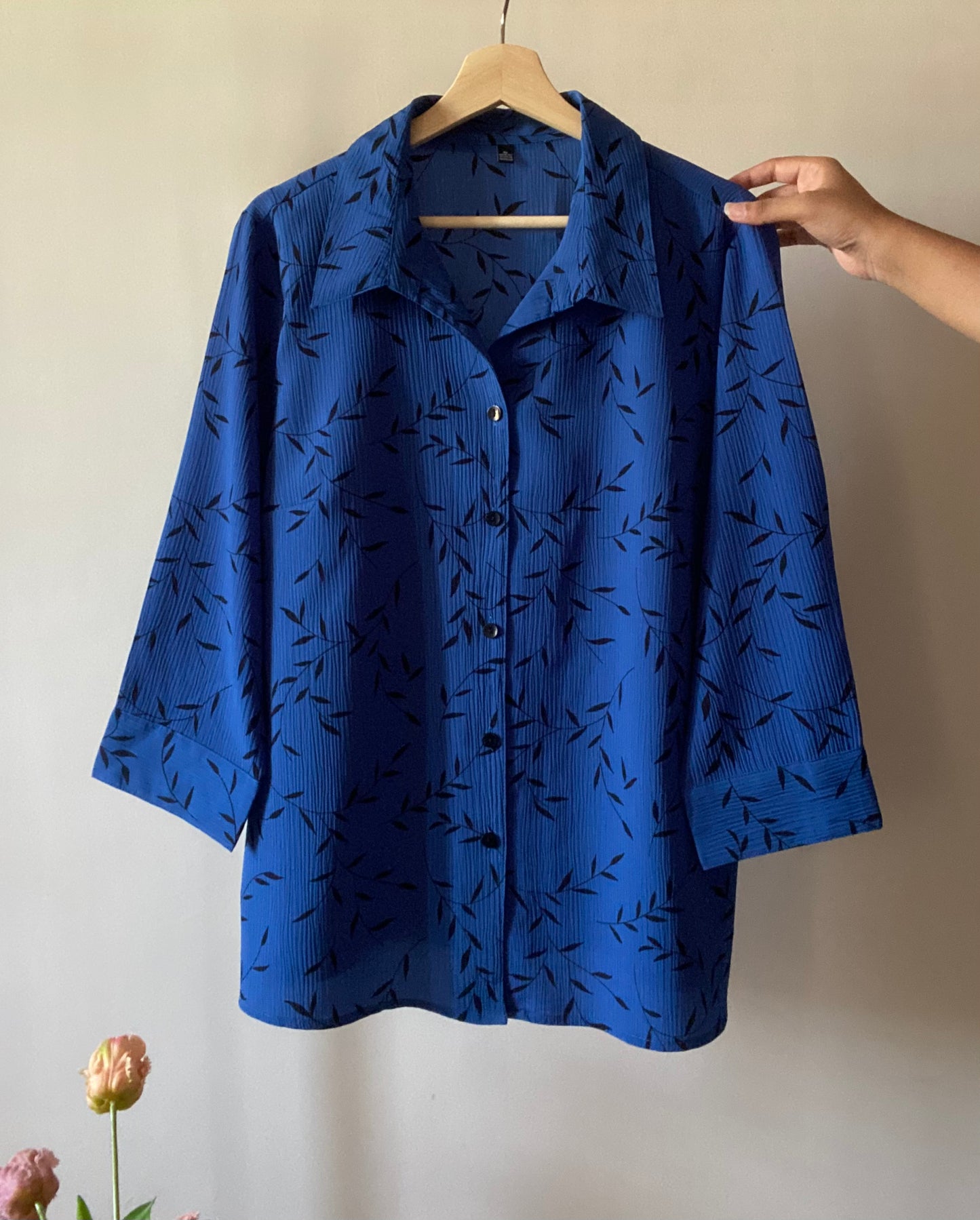 Vintage Leaf Print Layered Shirt