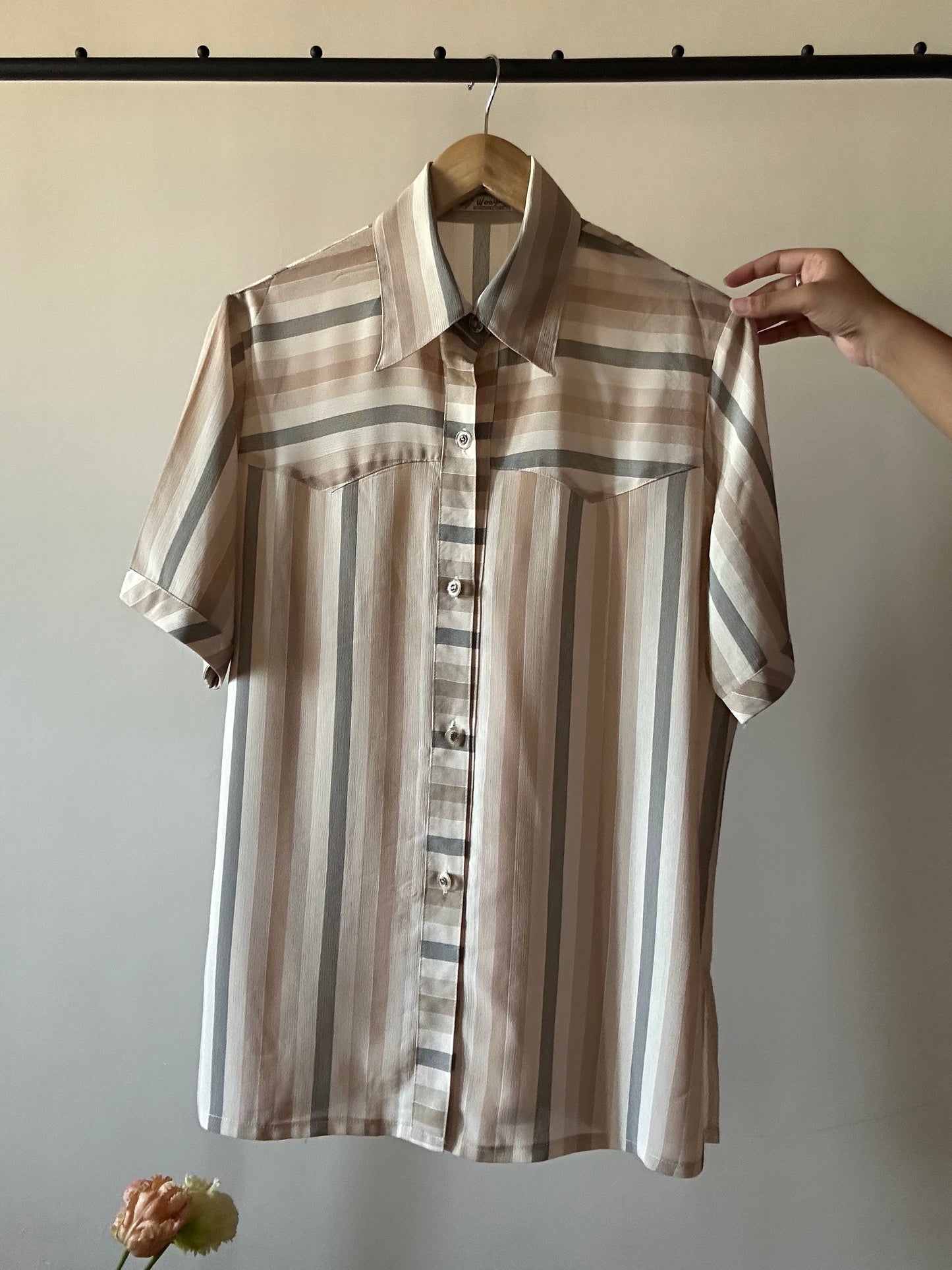 Neutral Striped Print Vintage Shirt