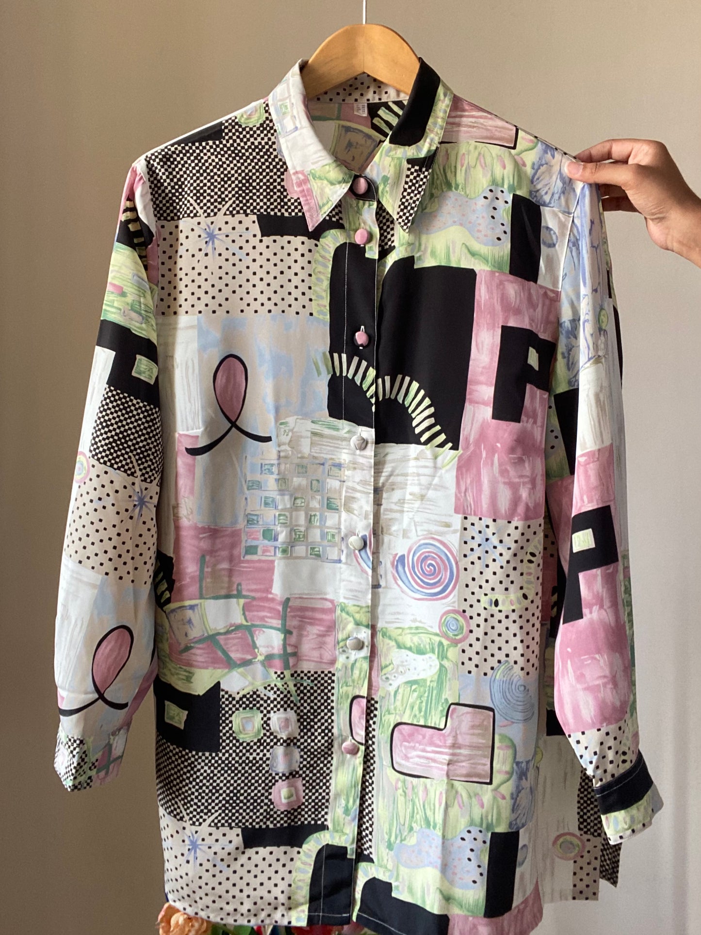 Multi Pattern Print Vintage Shirt