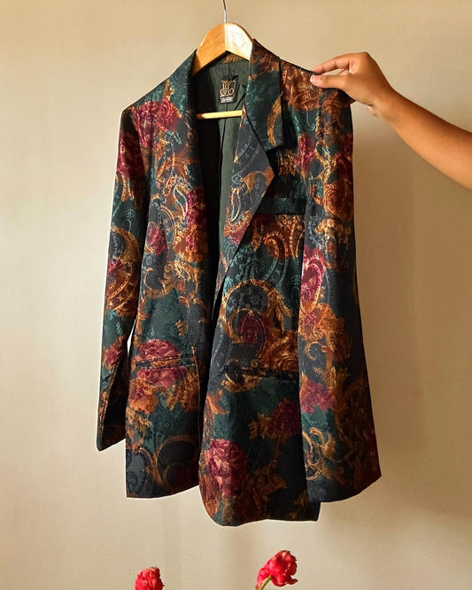 Vintage Sanmoire Antique Floral Print Blazer