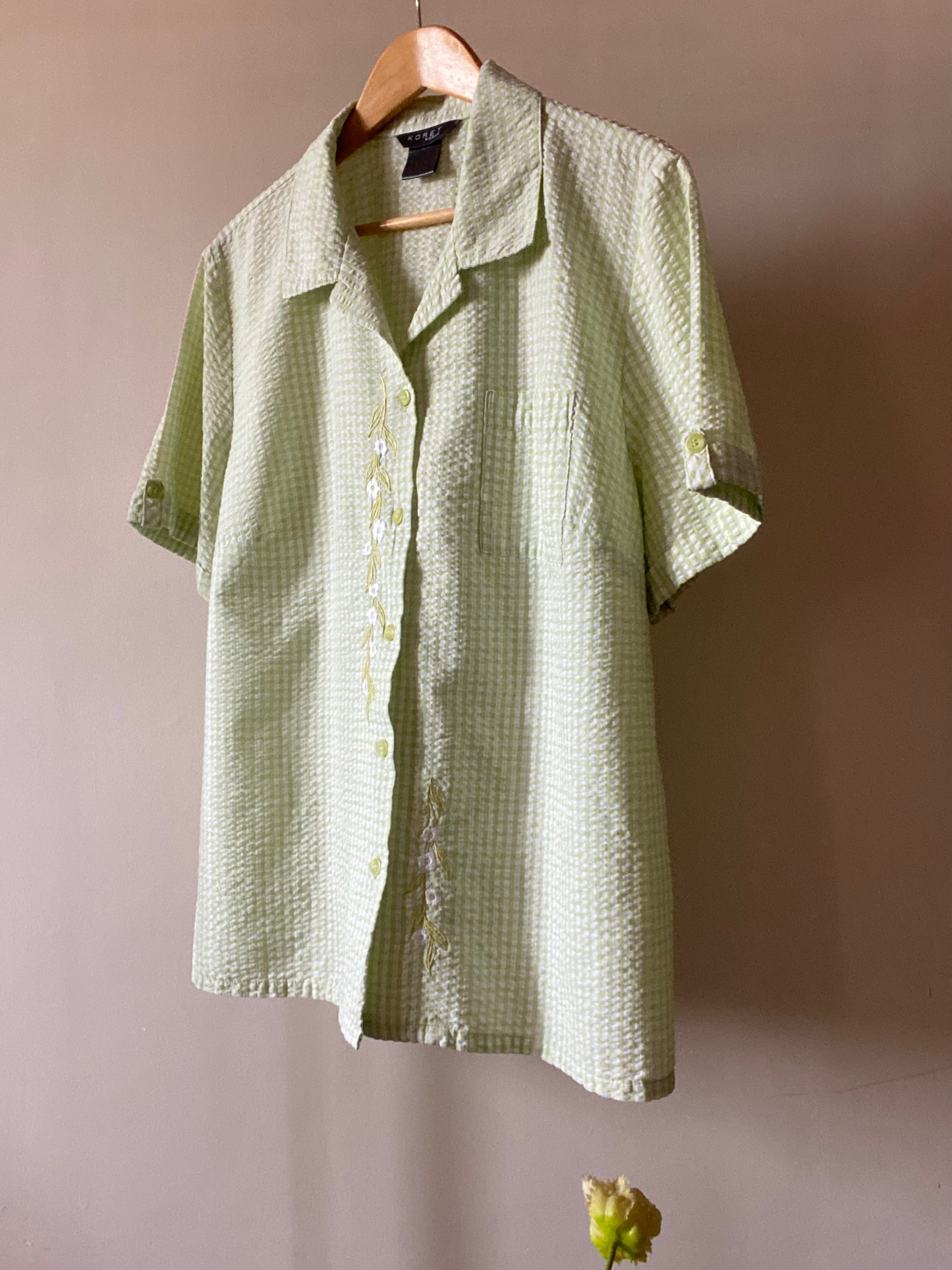 Vintage Front Embroidered Checked Shirt