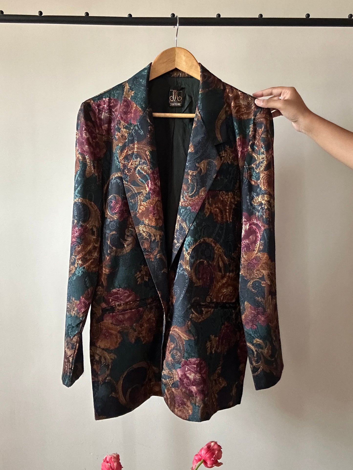 Vintage Sanmoire Antique Floral Print Blazer