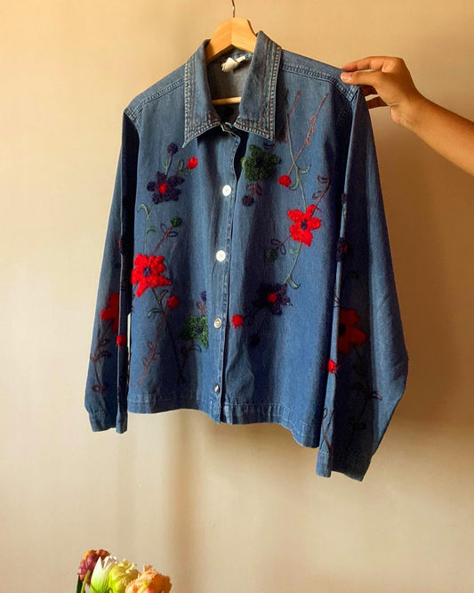 Vintage Denim Floral Shirt