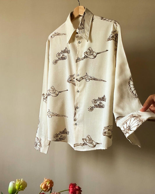 Vintage War Zone Inspired Print Shirt