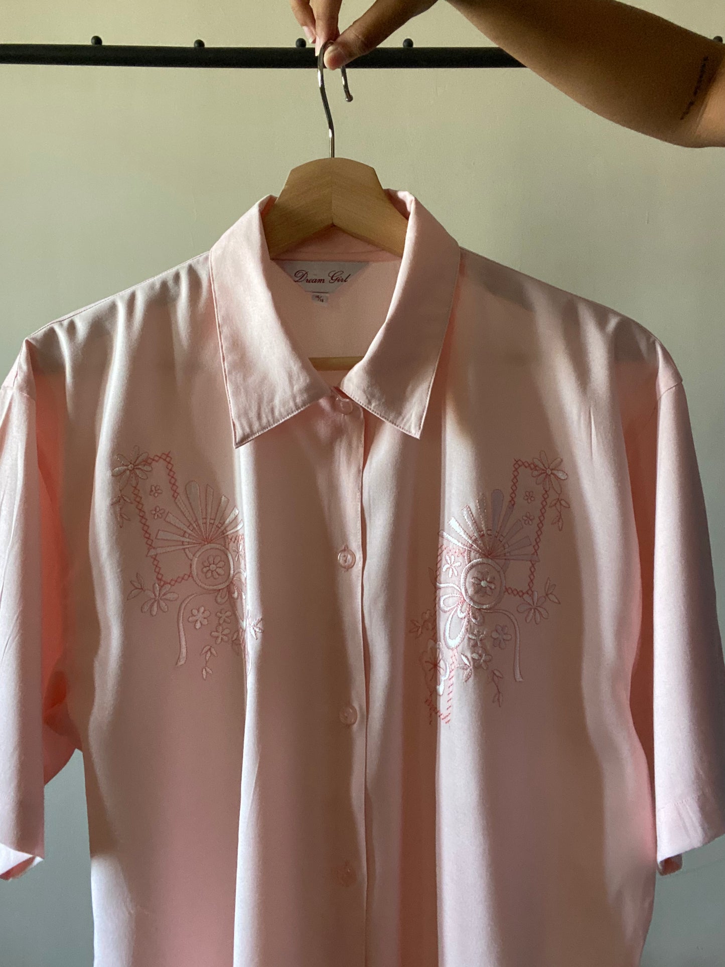 Vintage Blush Embroidered Shirt