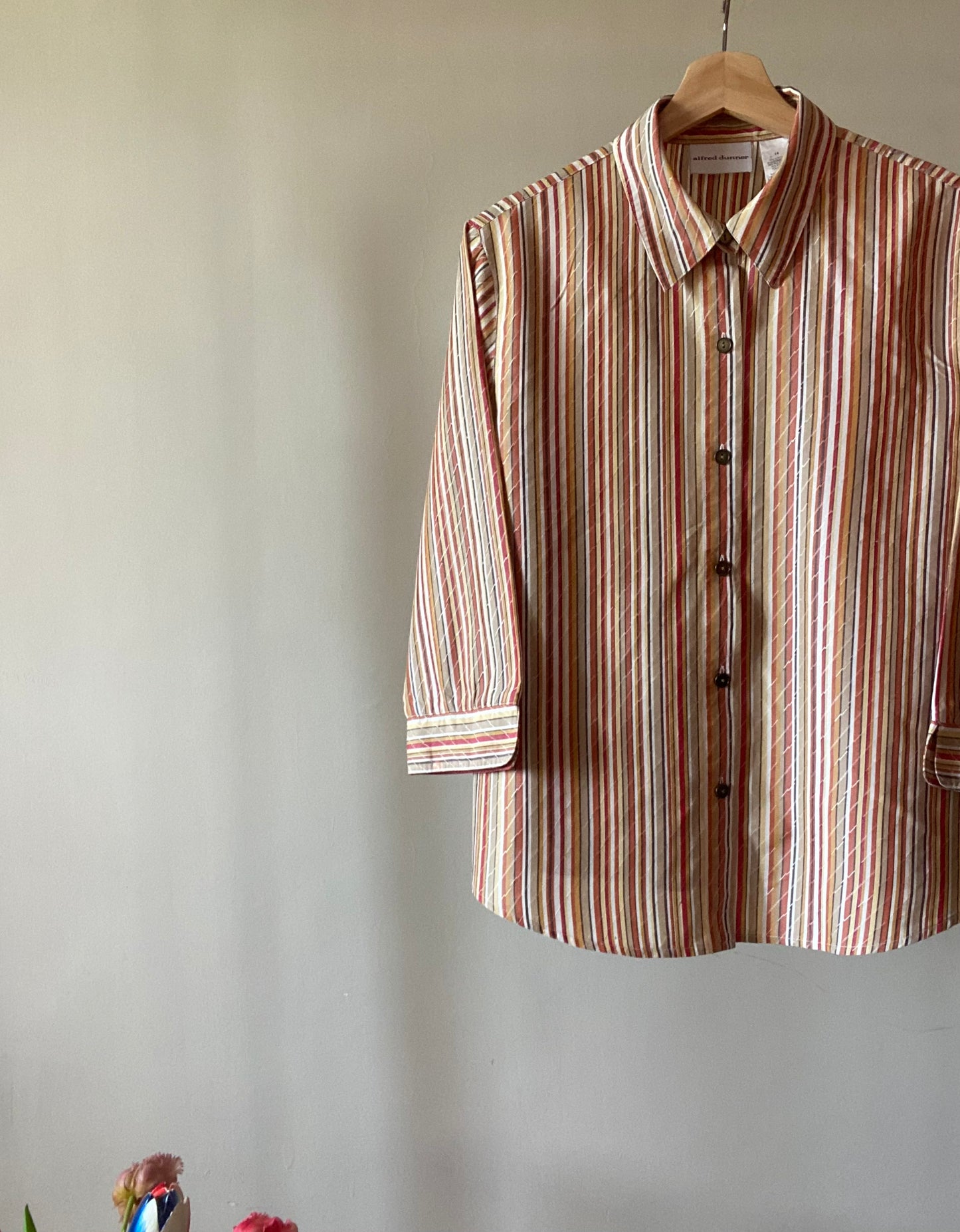 Vintage Alfred Dunner Striped Shirt With Thread Embroidery