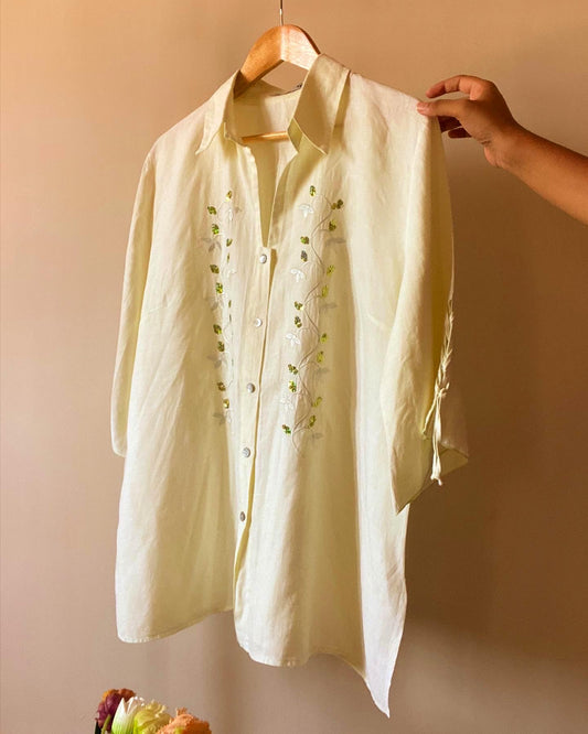 Vintage Linen Shirt With Embroidery