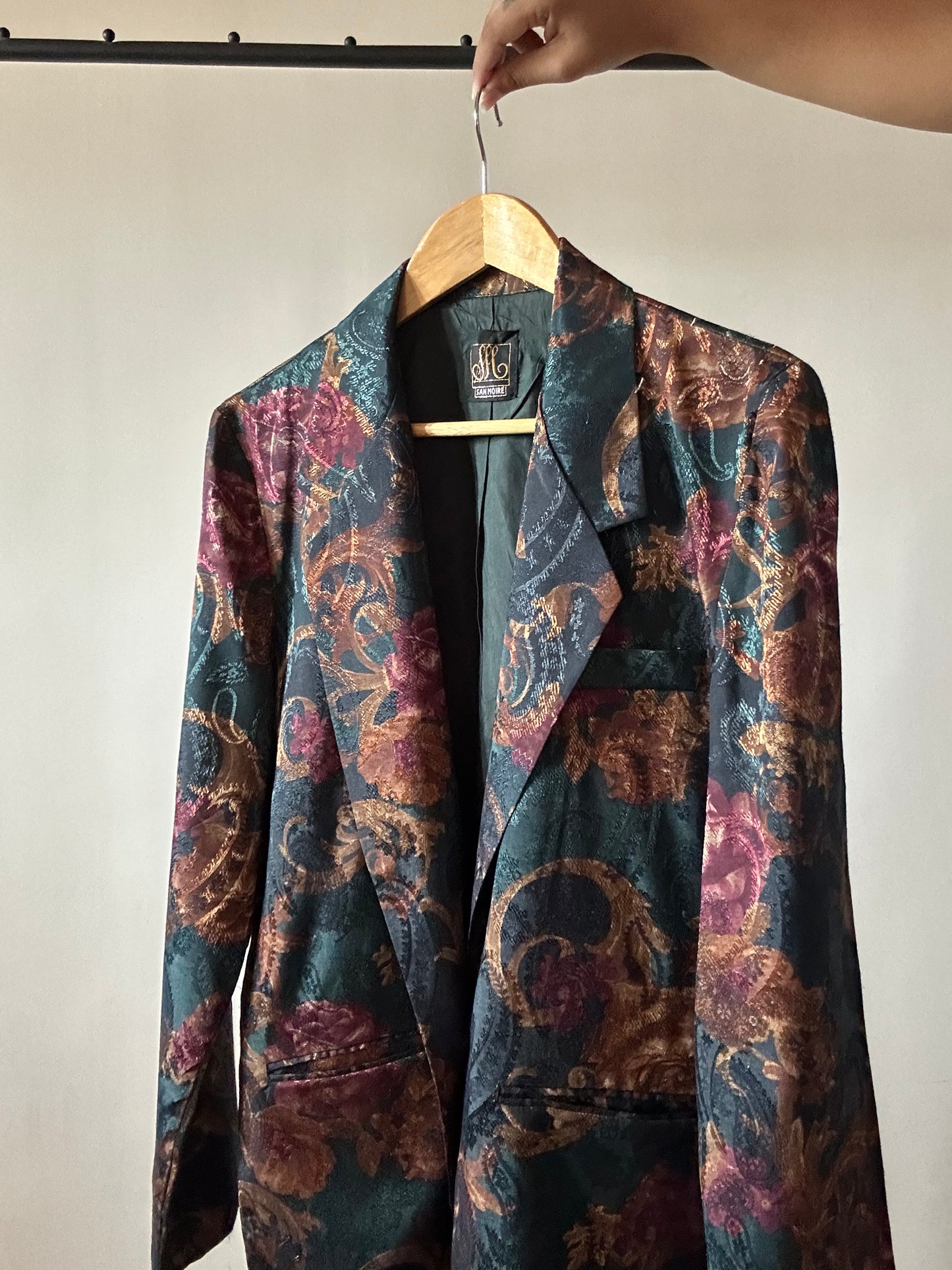 Vintage Sanmoire Antique Floral Print Blazer