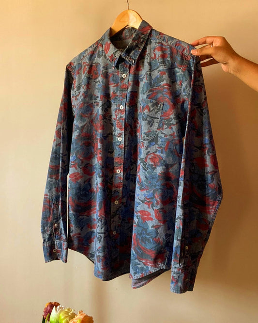 Vintage GAP Denim Floral Print Shirt