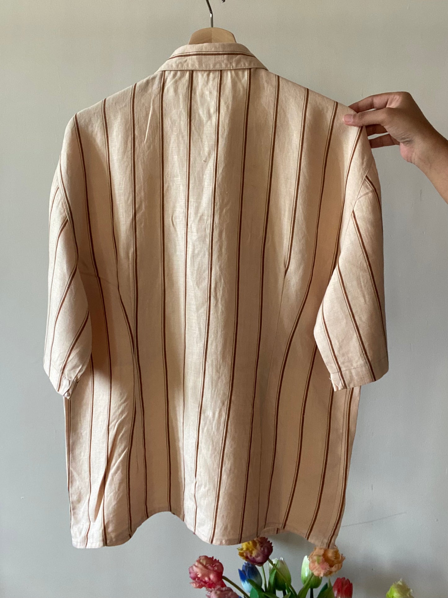 Vintage Linen Minimalist Strip Shirt