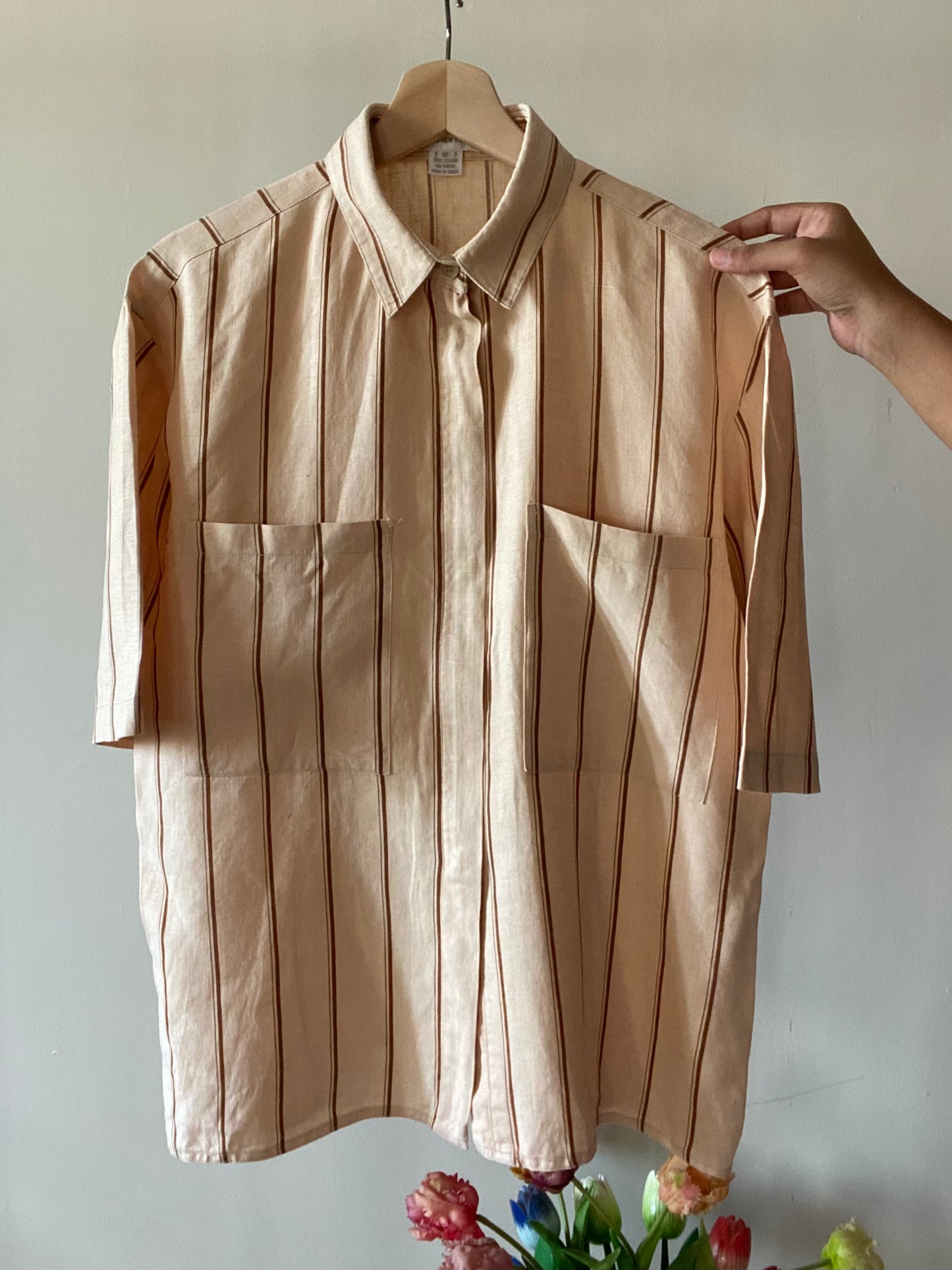 Vintage Linen Minimalist Strip Shirt