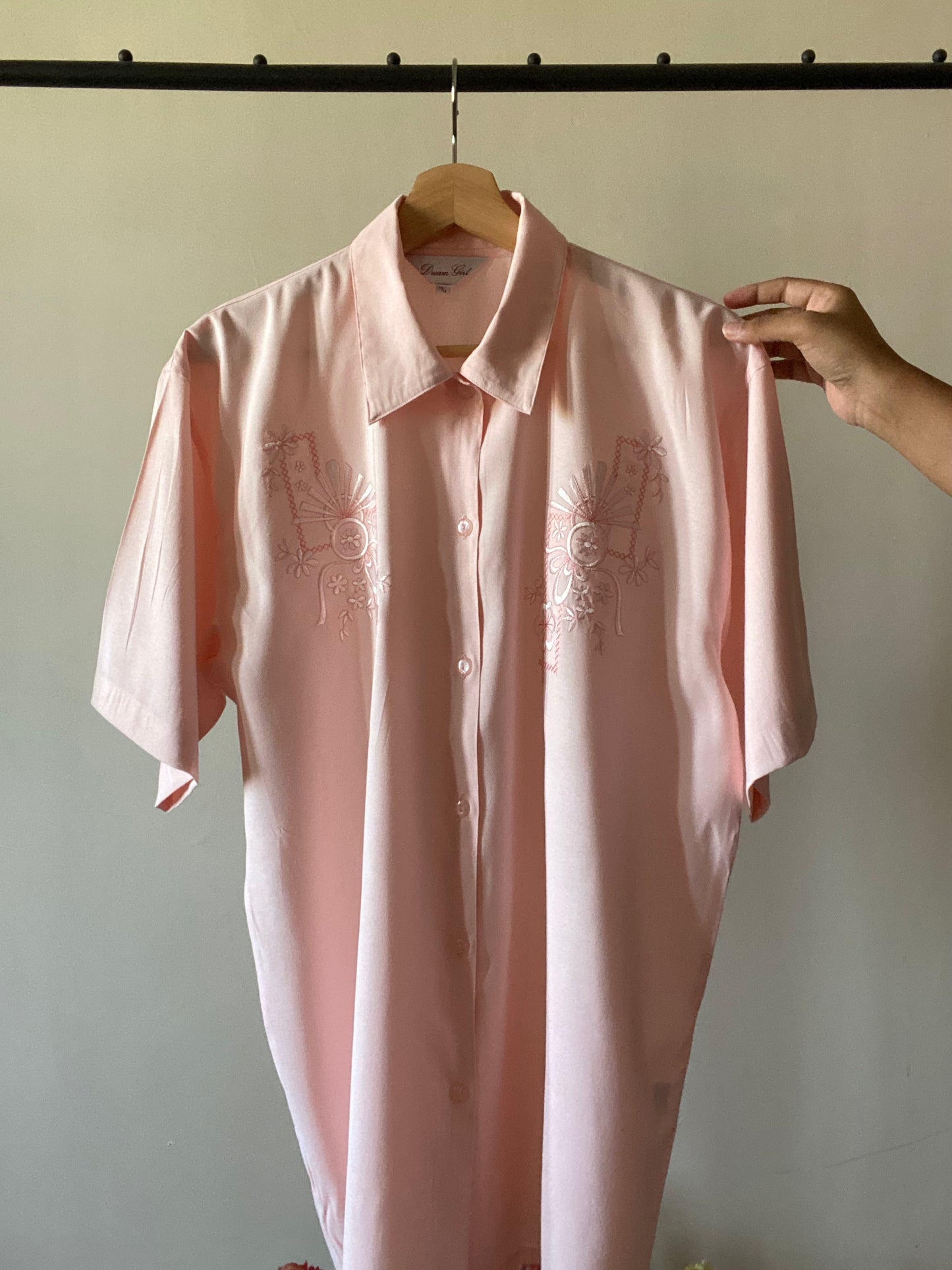 Vintage Blush Embroidered Shirt