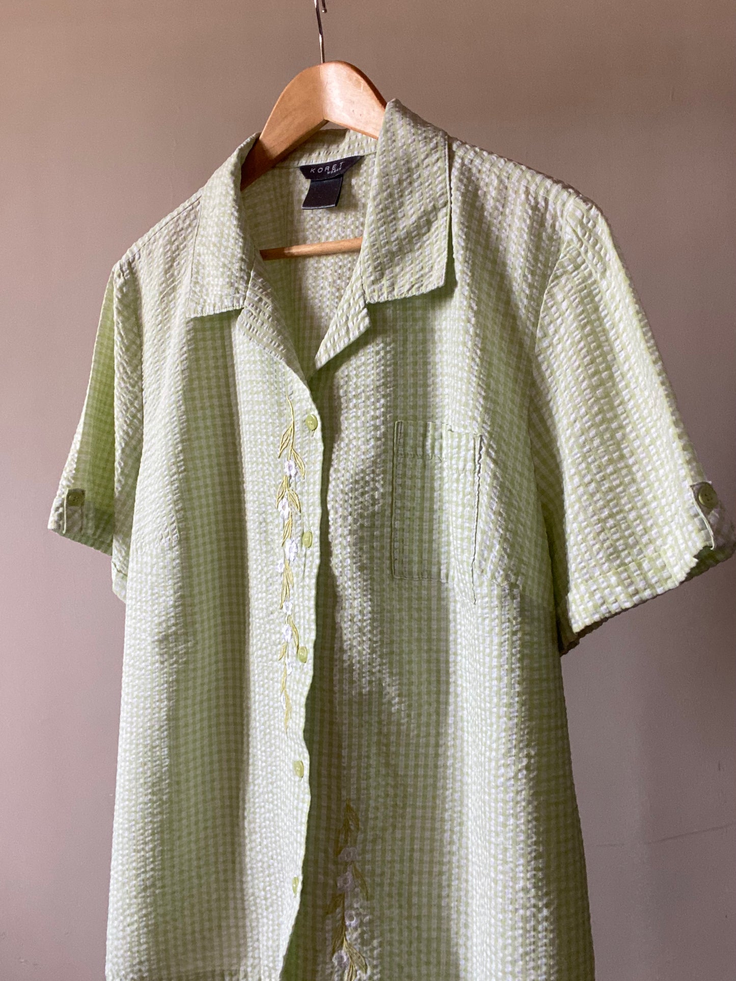 Vintage Front Embroidered Checked Shirt