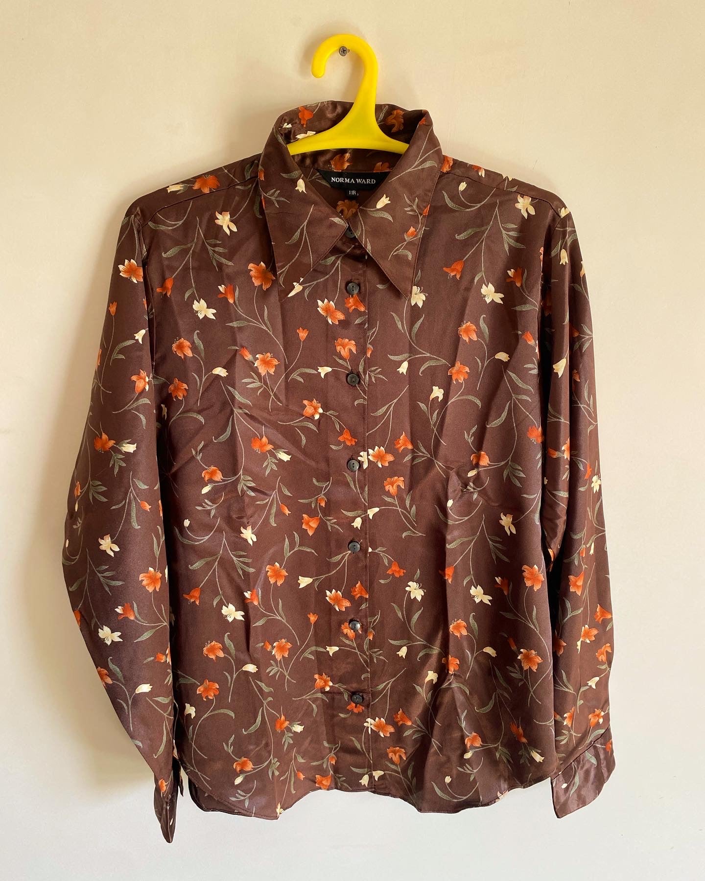 Brown Floral Satin Shirt