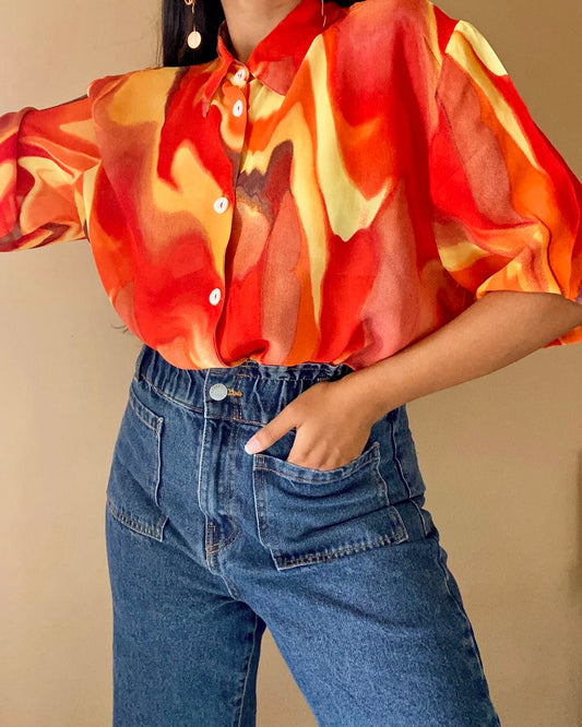 Flames Printed Vintage Shirt