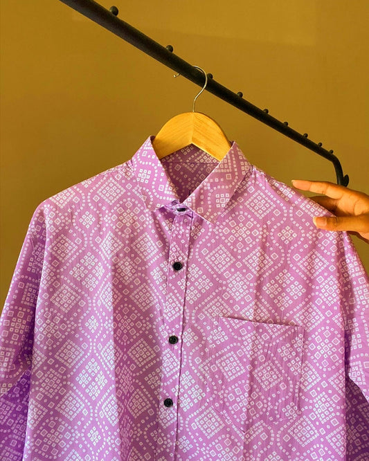 Lavender Bhandej Print Shirt