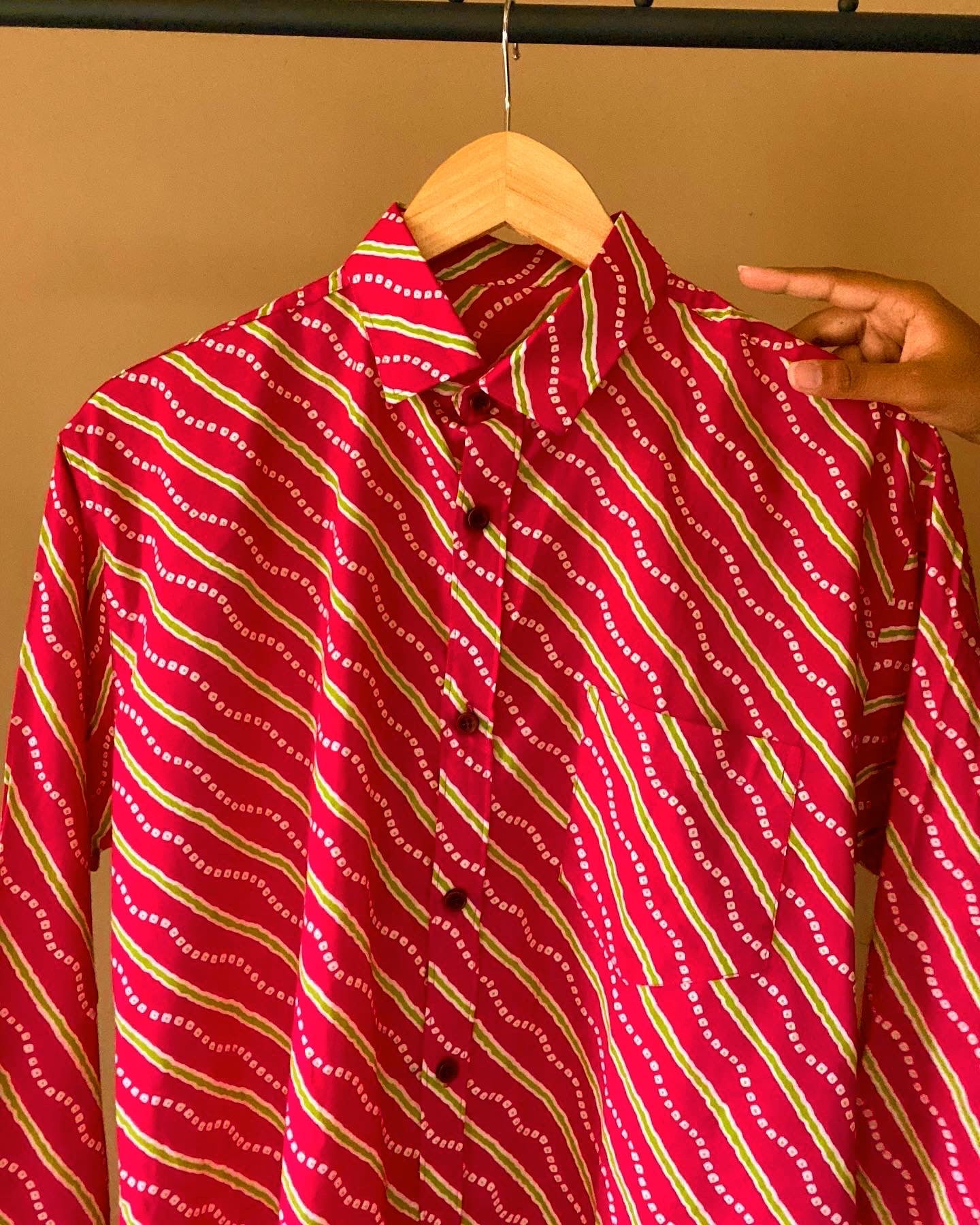 Pink Bandhej Print Shirt