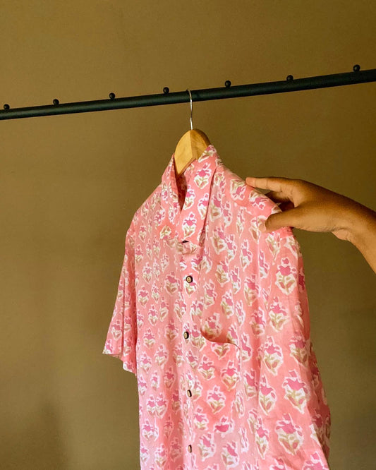 Block Print Pink Floral Shirt