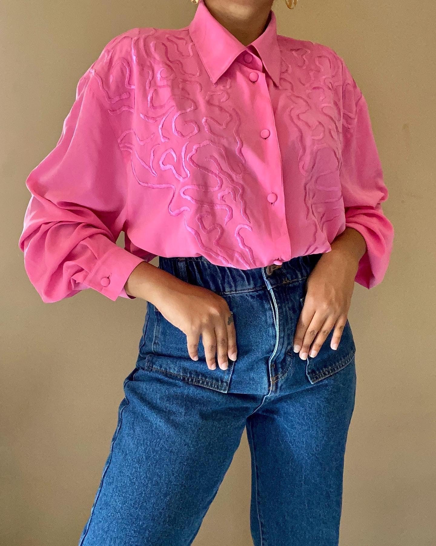 Embroidered Pink Vintage Shirt