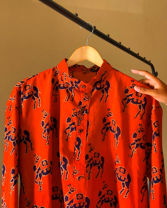 Handprinted Camel Print Shirt