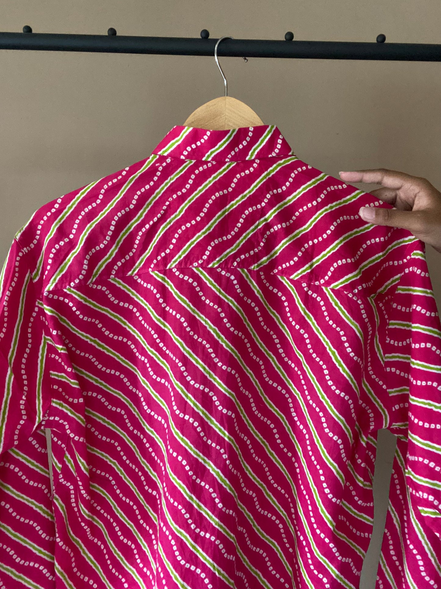 Pink Bandhej Print Shirt