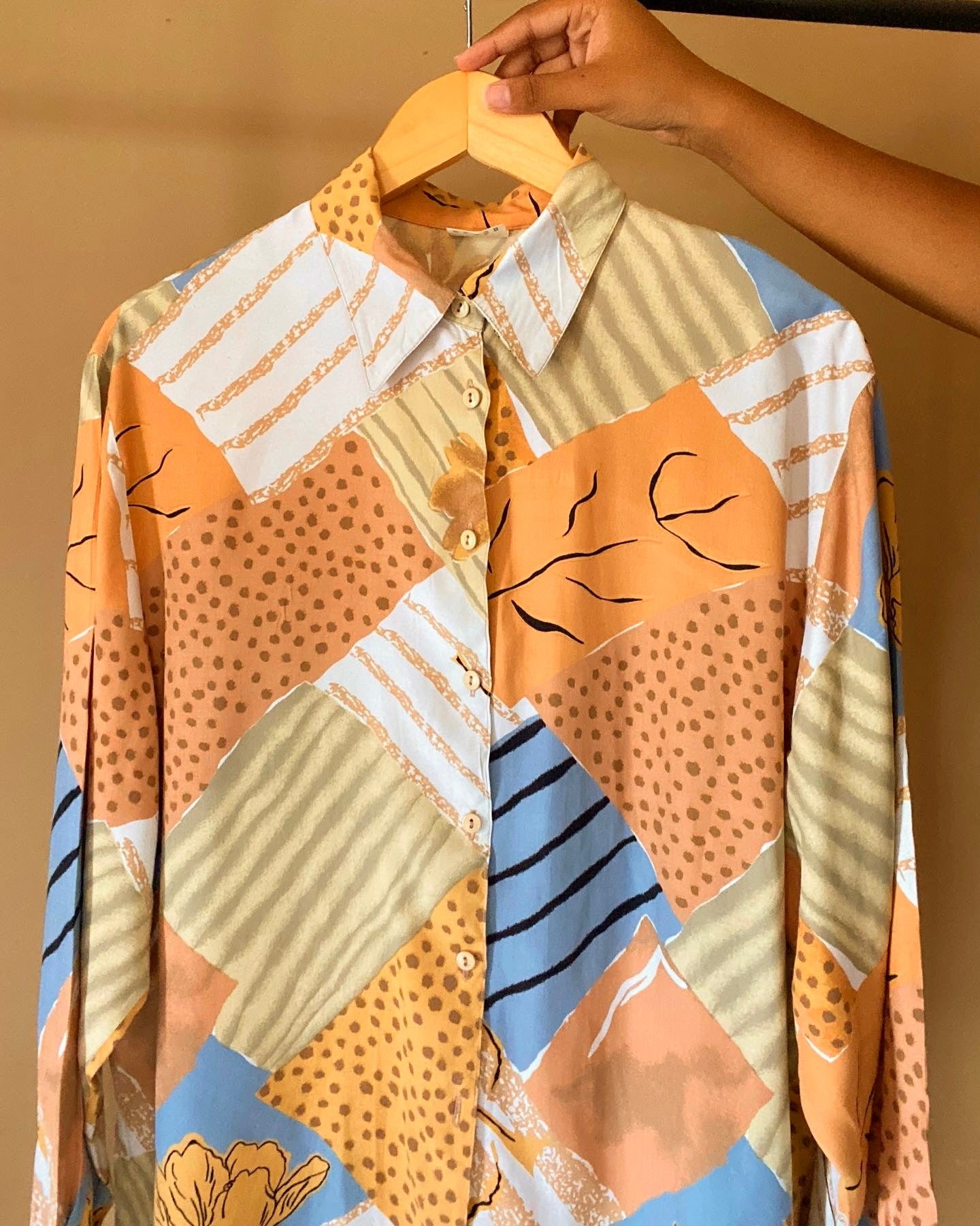 Multi Pattern Print Vintage Shirt