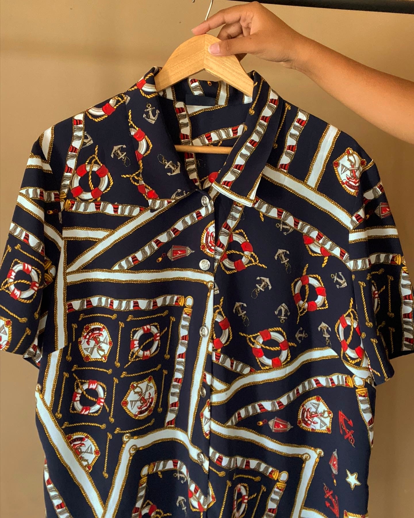 Marine Elements Print Vintage Shirt