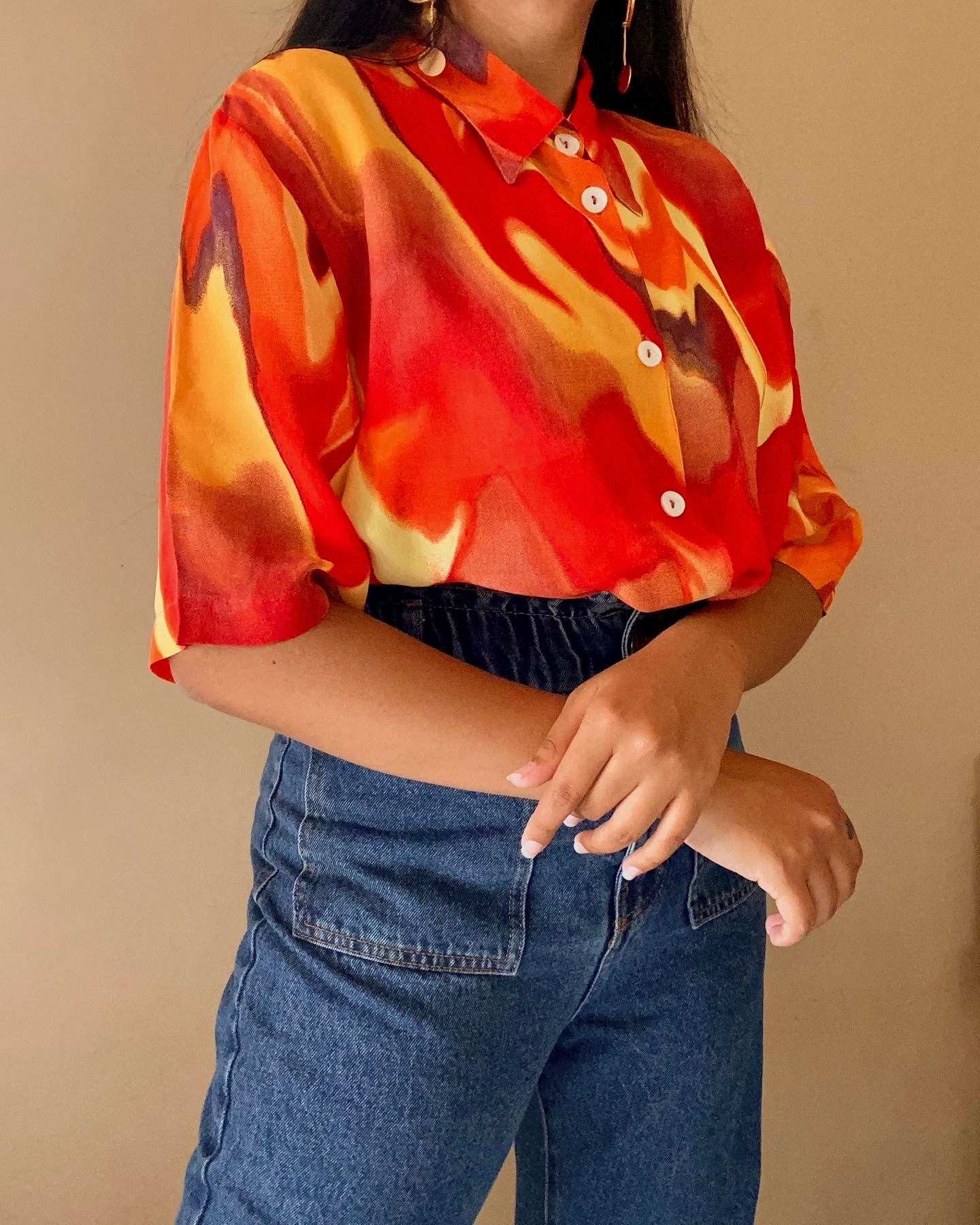 Flames Printed Vintage Shirt