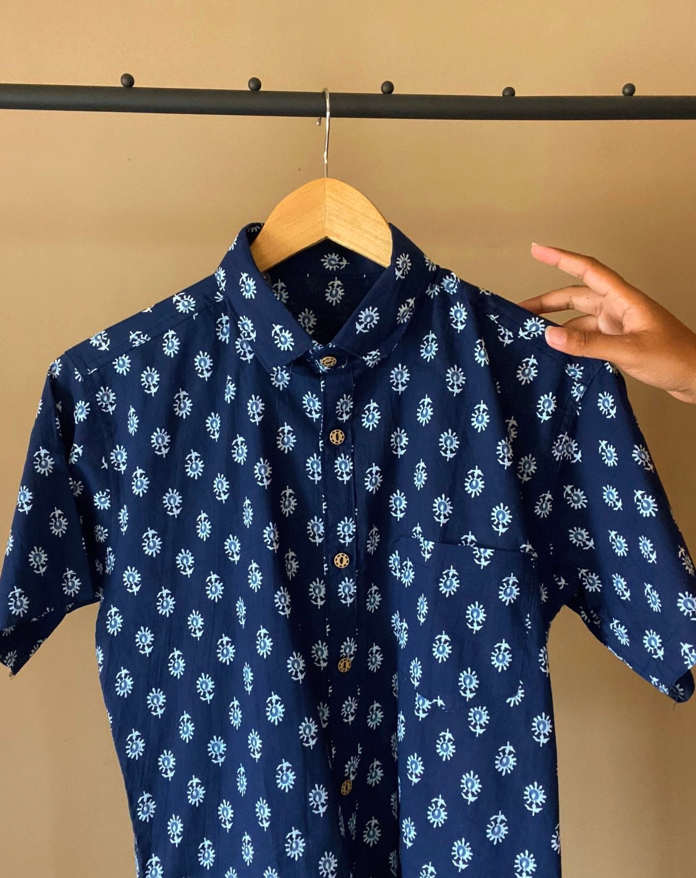 Indigo Floral Print Shirt