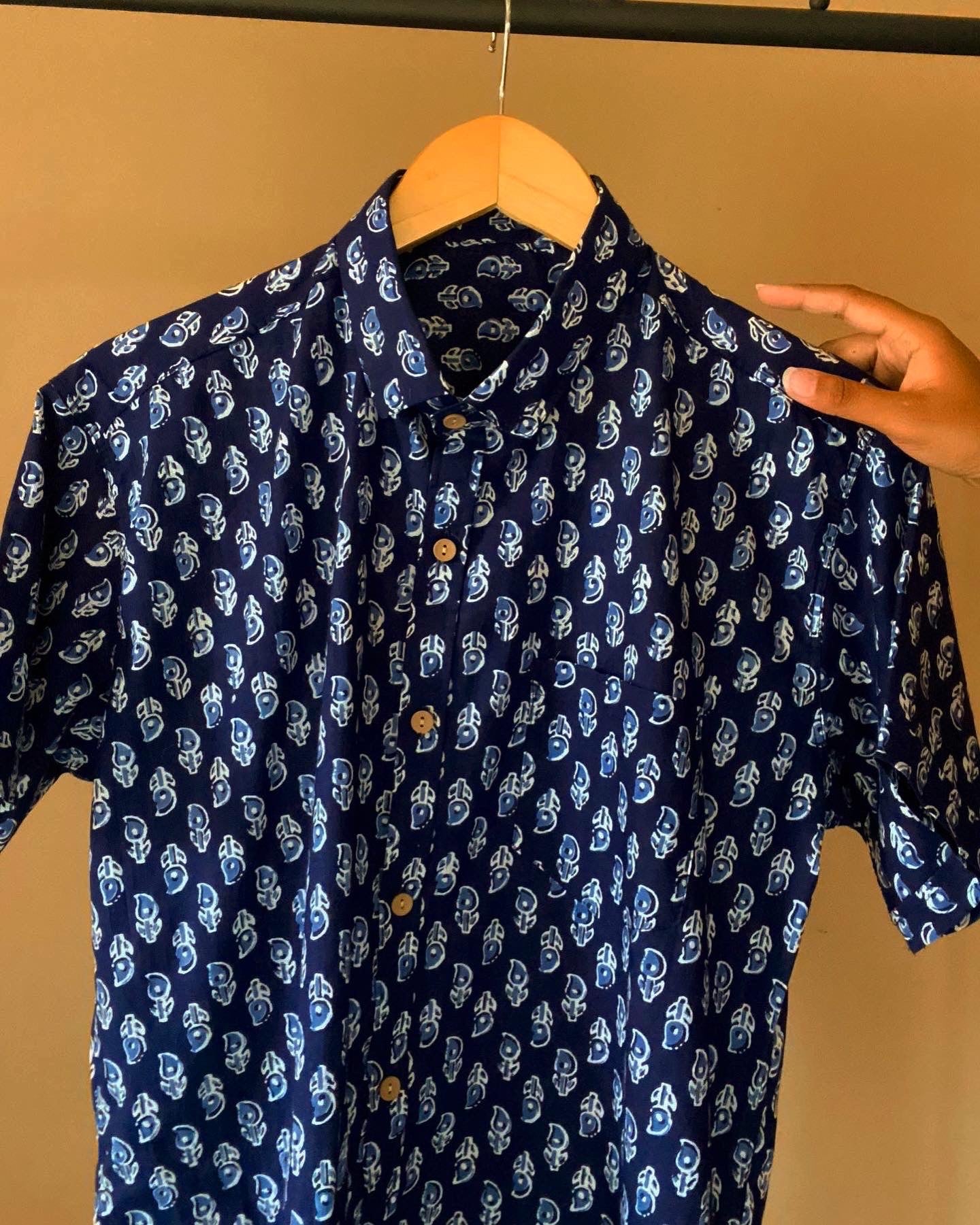 Indigo Historic Floral Motif Shirt