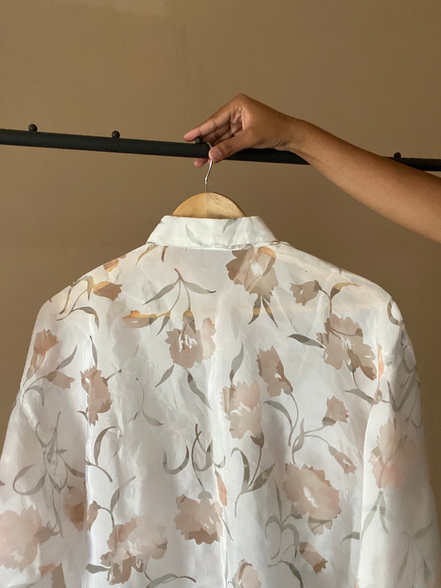 Sheer Soft White Floral Vintage Shirt