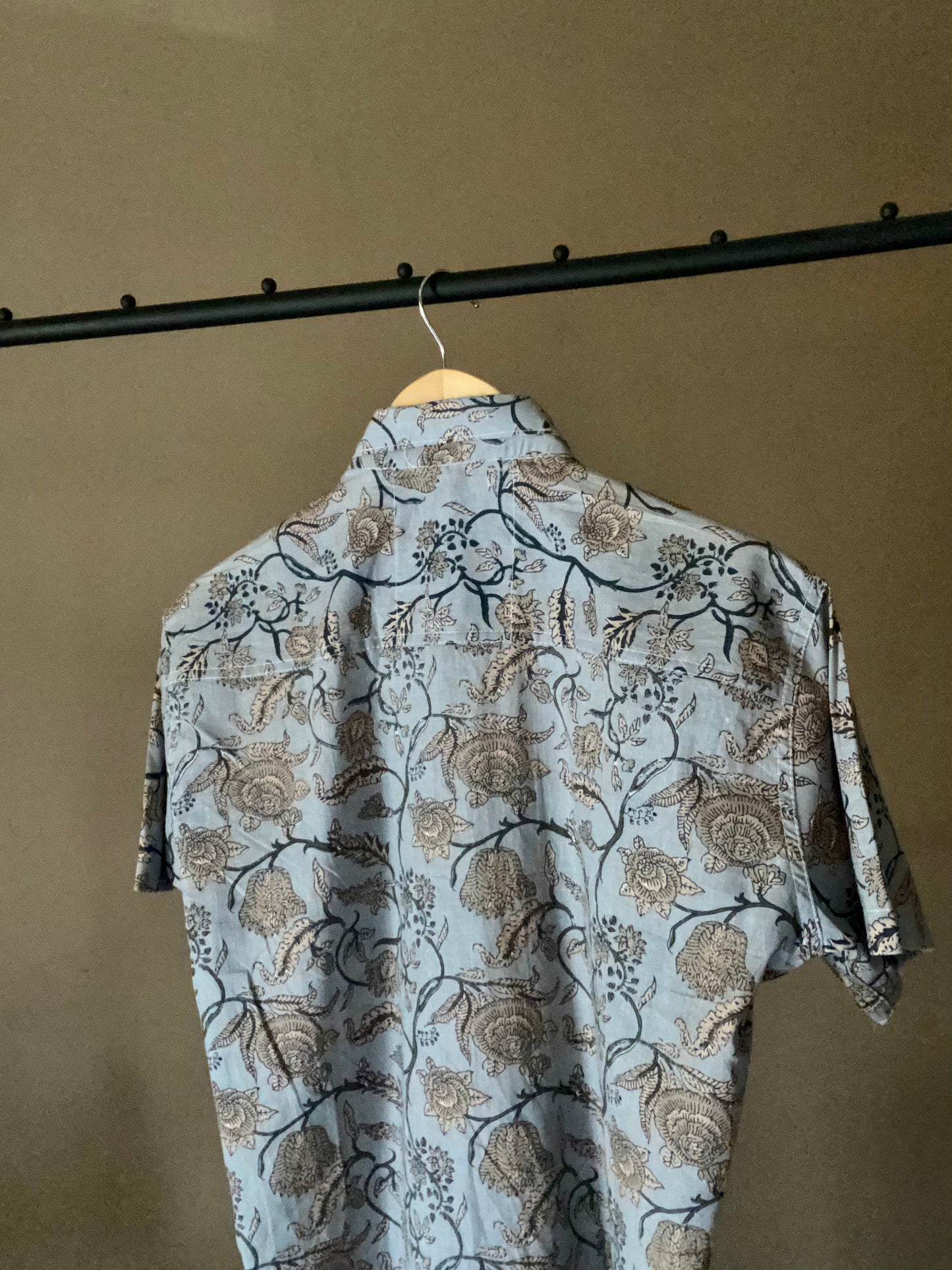 Ethnic Floral Motif Grey Shirt