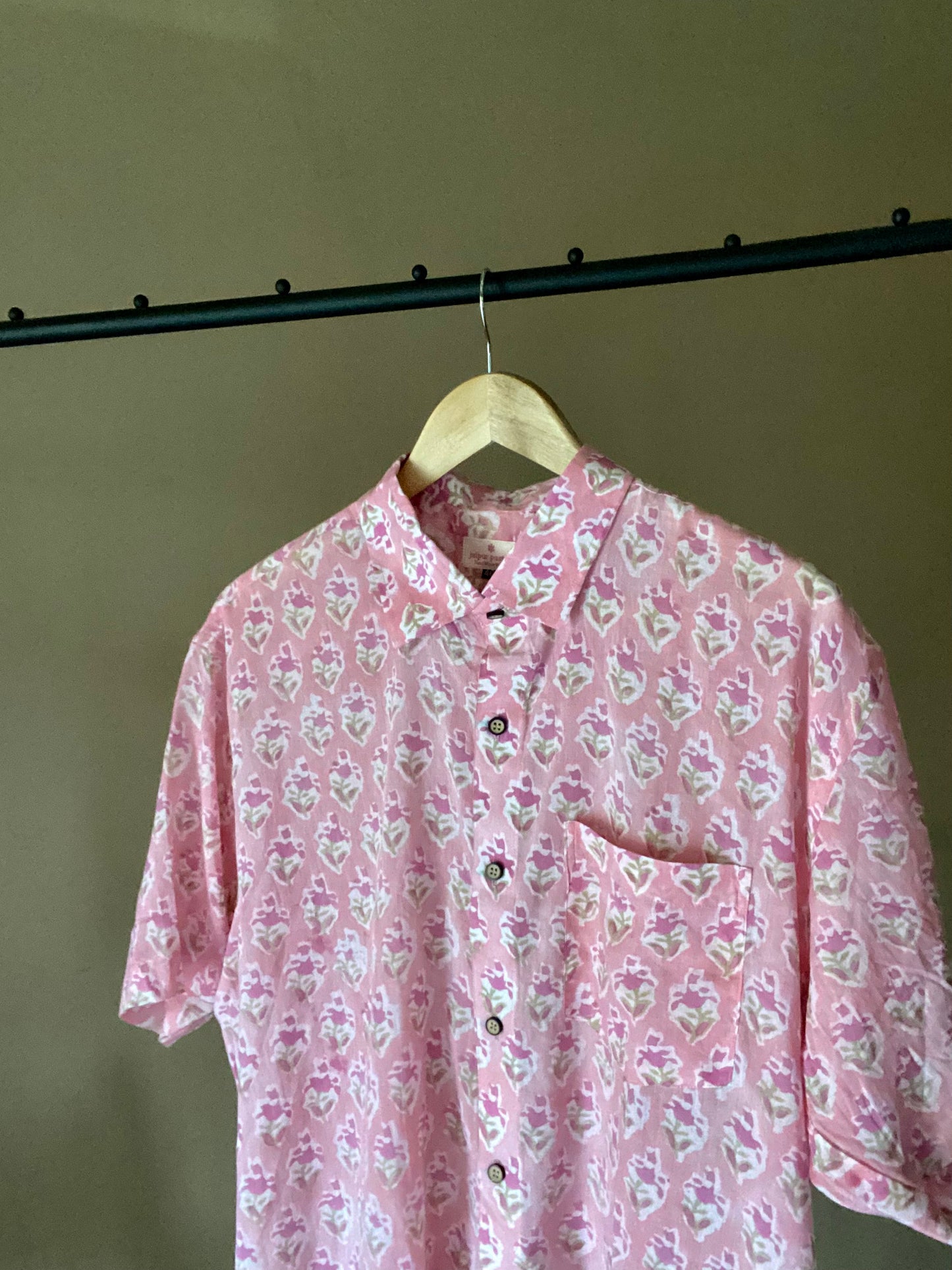 Block Print Pink Floral Shirt