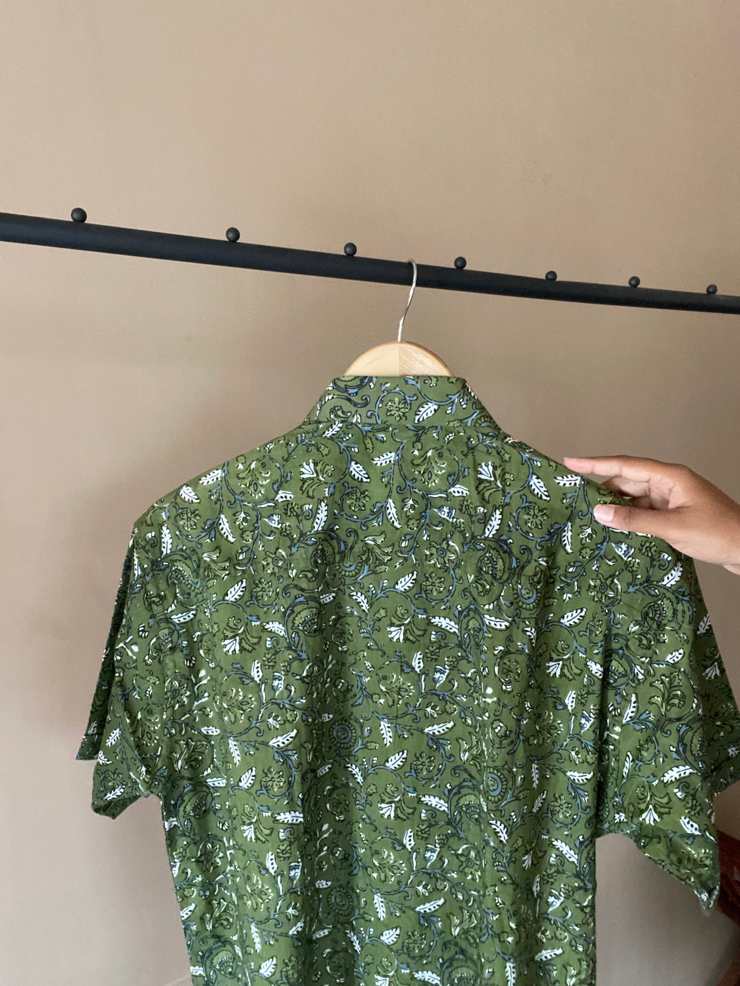 Green Abstract Floral Print Shirt