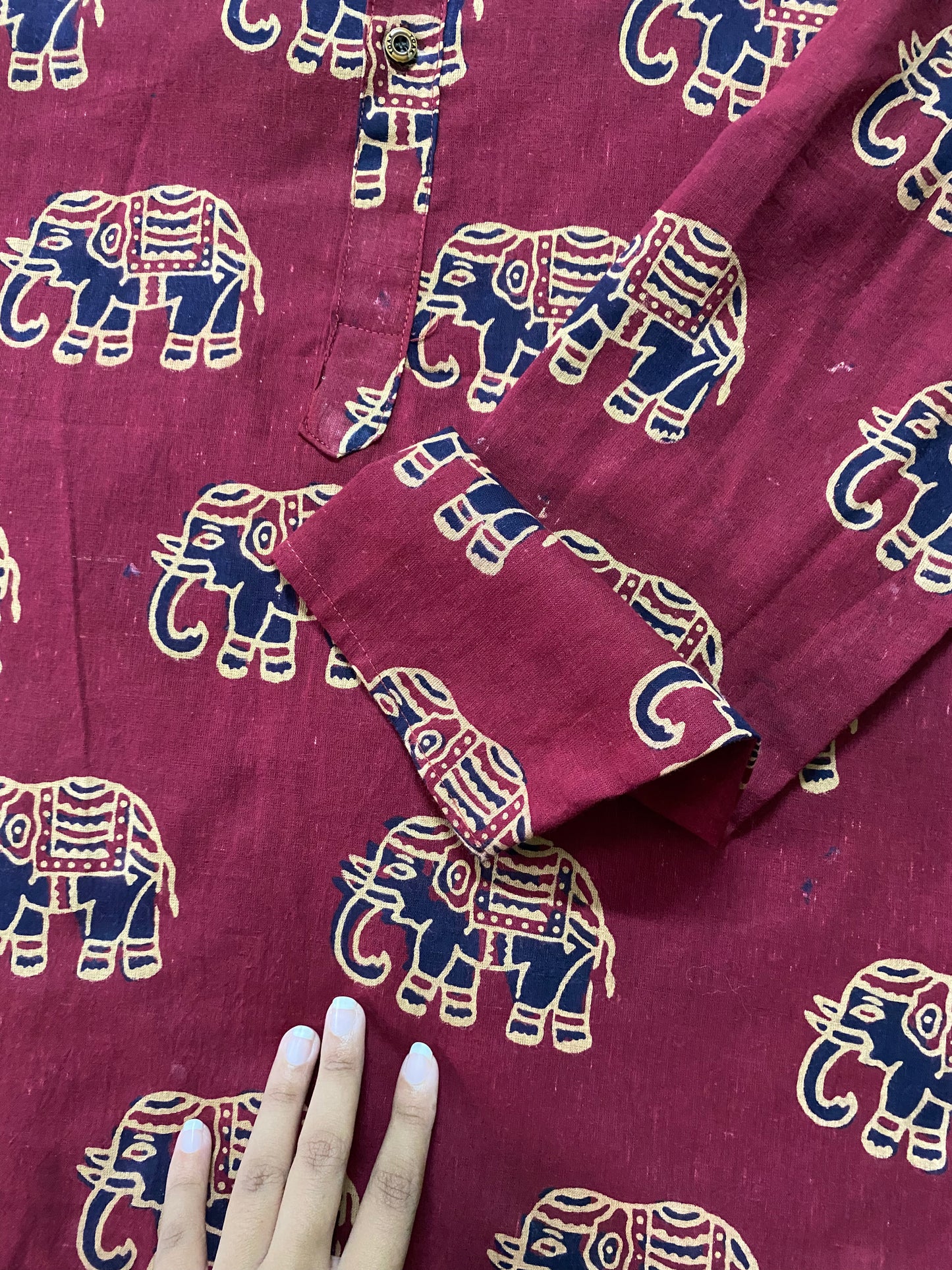 Hand Printed and Dyed Elephant Print Shirt