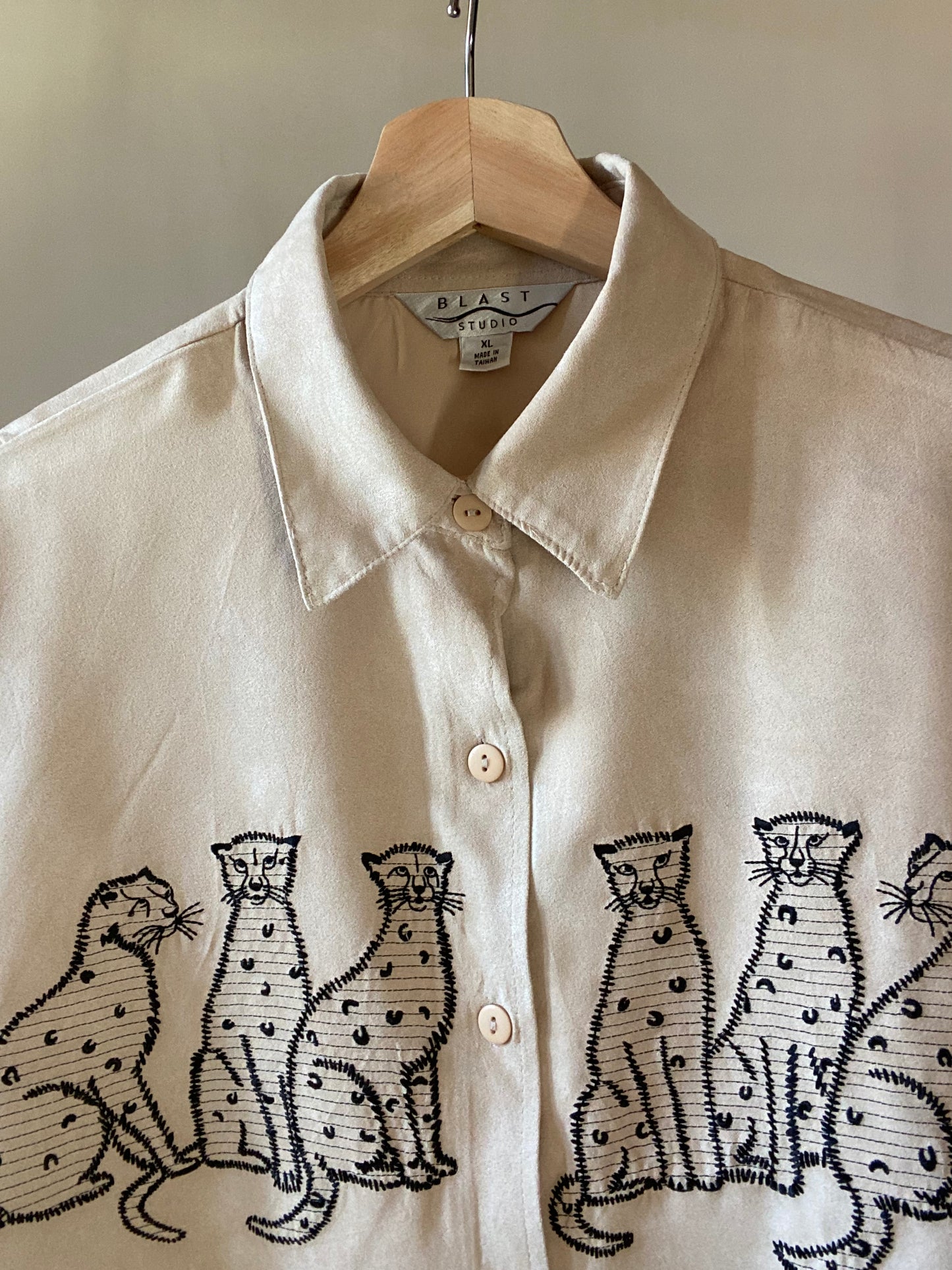 Animal Embroidered Vintage Suede Shirt