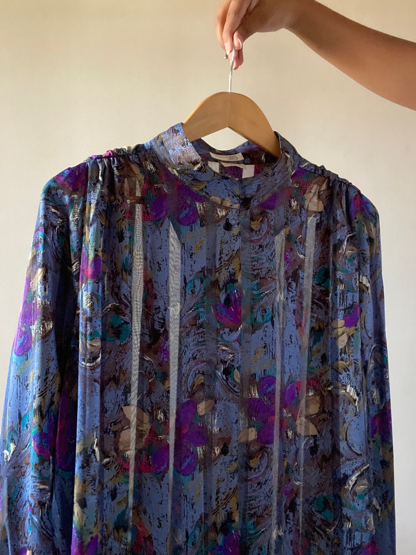 Vintage Semi Sheer Abstract Galaxy Print Shirt